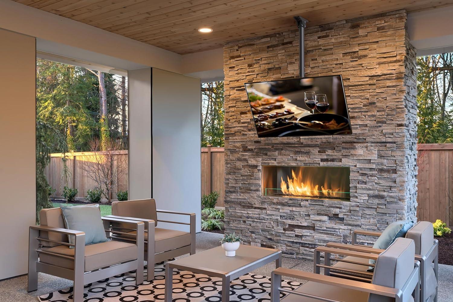 QUALITY FLOORING INC. Premium Ceiling TV Mount, Hanging Swivel TV Mount Bracket For Flat/Curved Displays Fits Most 37-90 Inch LCD LED OLED Tvs, TV Pole Mount For Flat/Sloped Ceiling, Max VESA 600X400mm