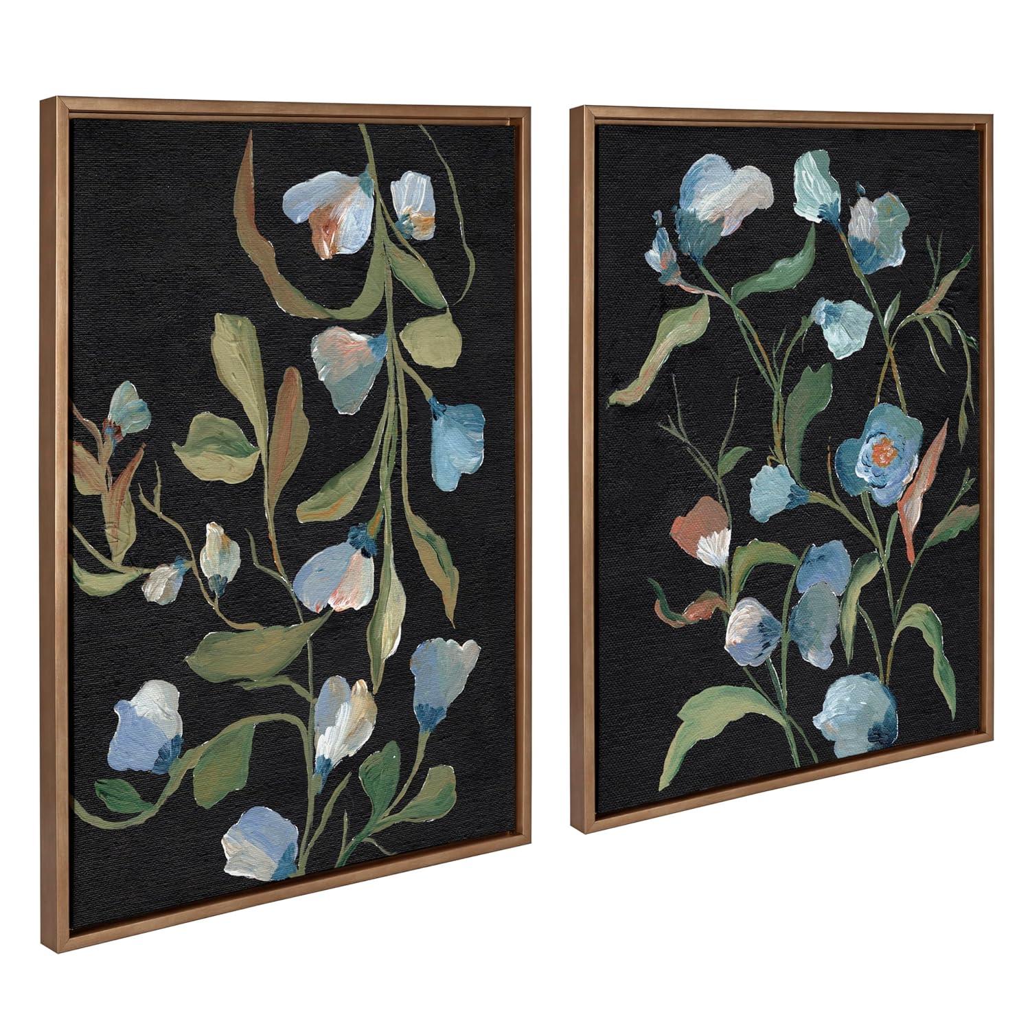 Kate & Laurel All Things Decor 23"x33" (Set of 2) Sylvie Foliage I and III Framed Canvas Arts by Nikita Jariwala Gold