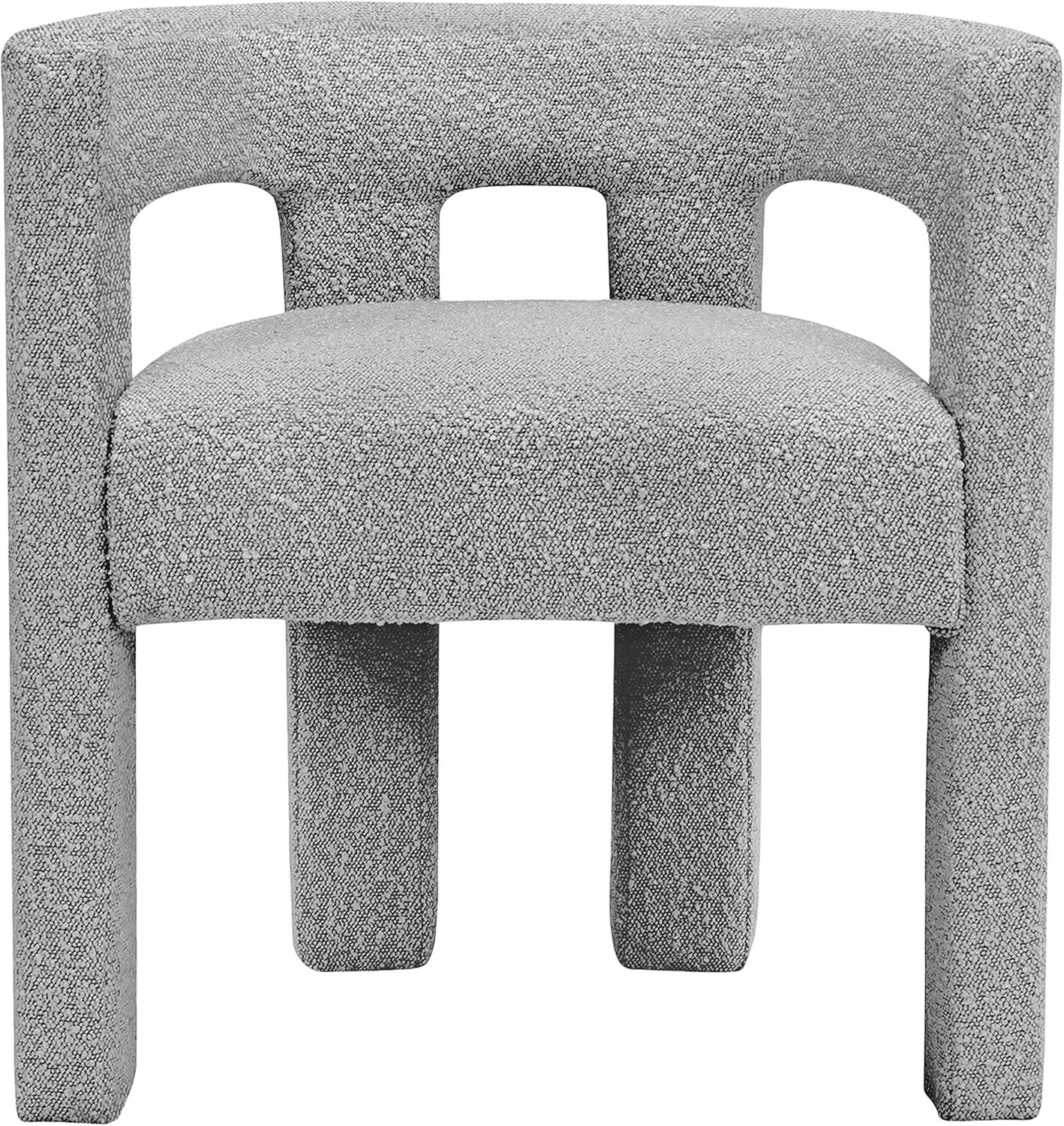 Minimalist Grey Boucle Fabric Upholstered Arm Chair