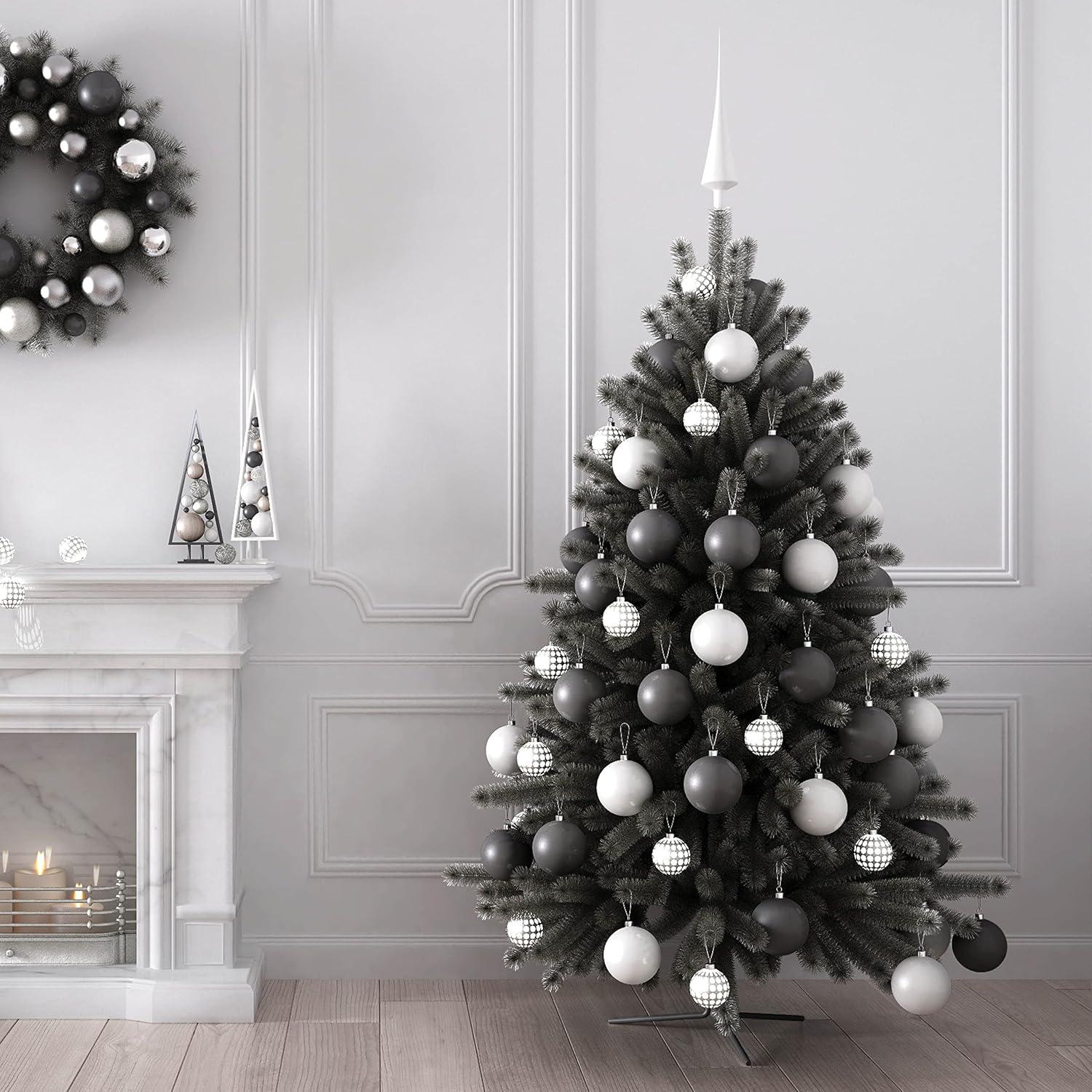 Christmas Ornaments Set of 36 - Beautiful [Silver] Christmas Tree Decorations Ornaments Set - 6 Style Christmas Ball Ornaments - Shatterproof/Pre-Strung - for Holiday/Party/Decorations/DIY