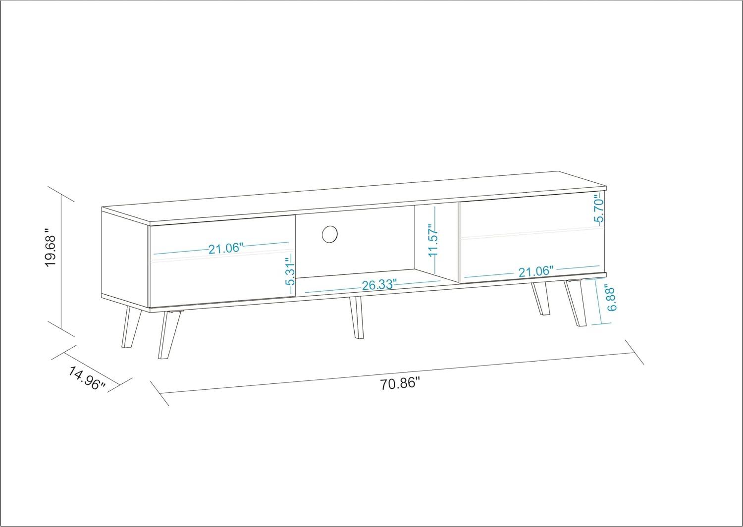 Doyers TV Stand for TVs up to 75" Red/Blue - Manhattan Comfort: Modern Media Console with Storage