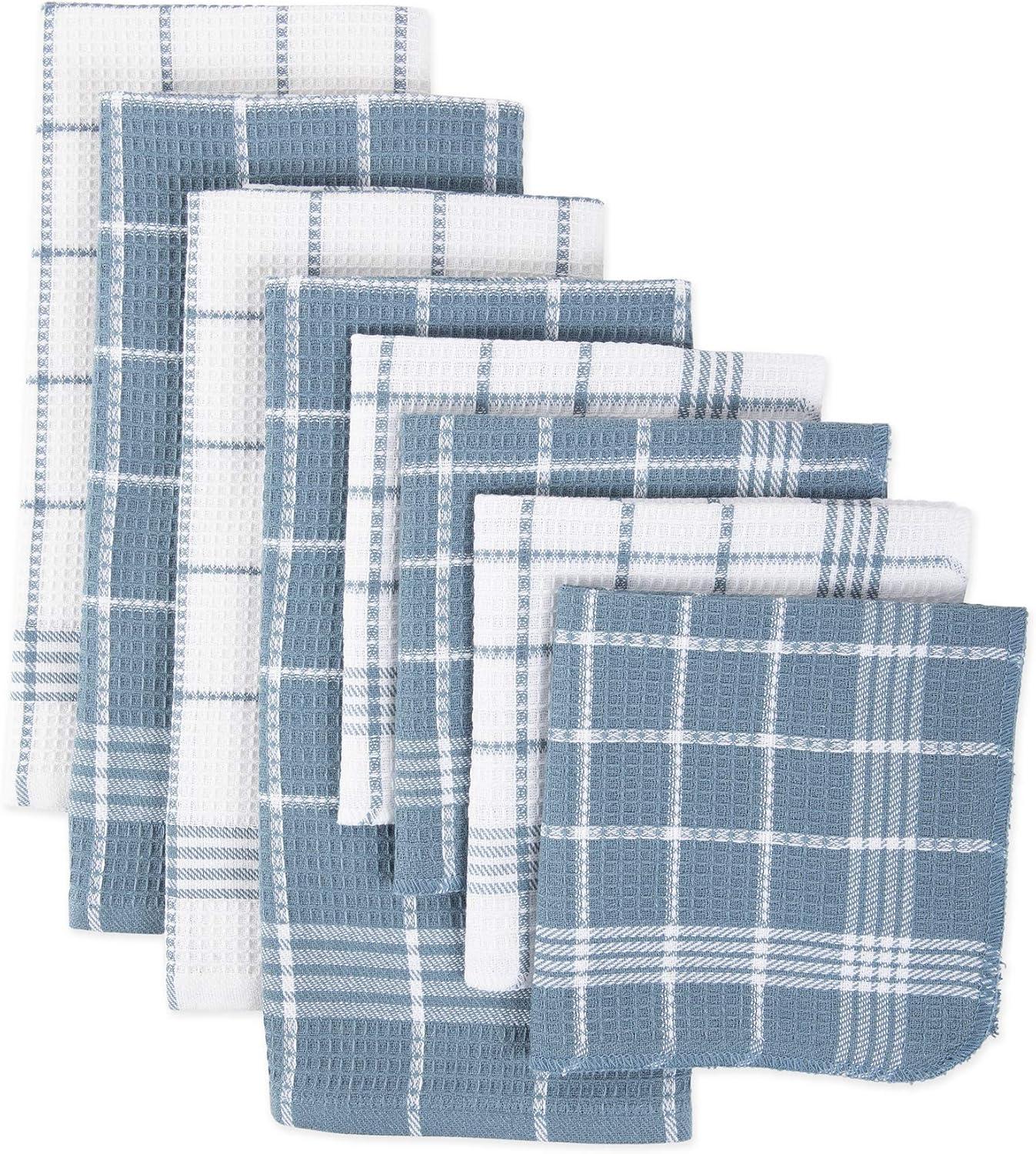 Cotton Checkered Waffle Kitchen Towel Linen Set