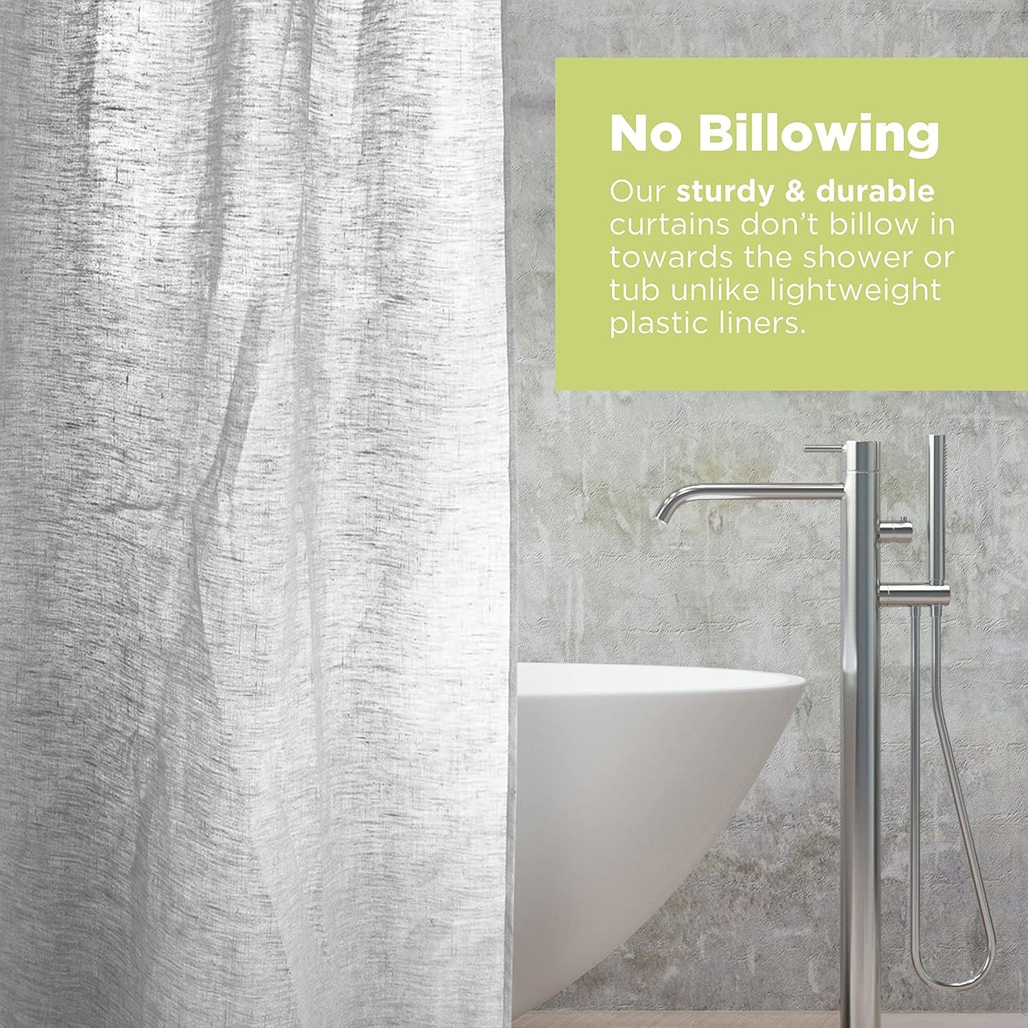 Natural Hemp 36x74" Stall Shower Curtain - Natural fabric Leakproof curtain for luxury bathroom decor - White