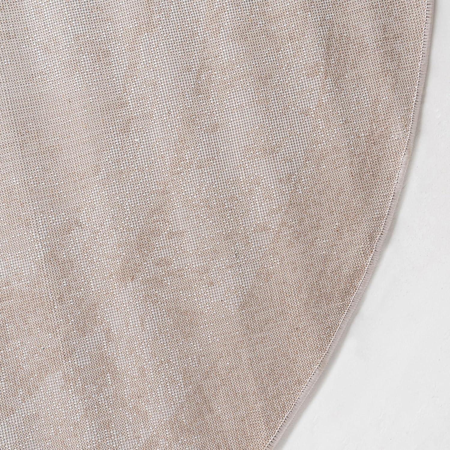 Rugs.com Monte Carlo Collection Rug – 5' Round Beige Medium Rug Perfect for Kitchens, Dining Rooms