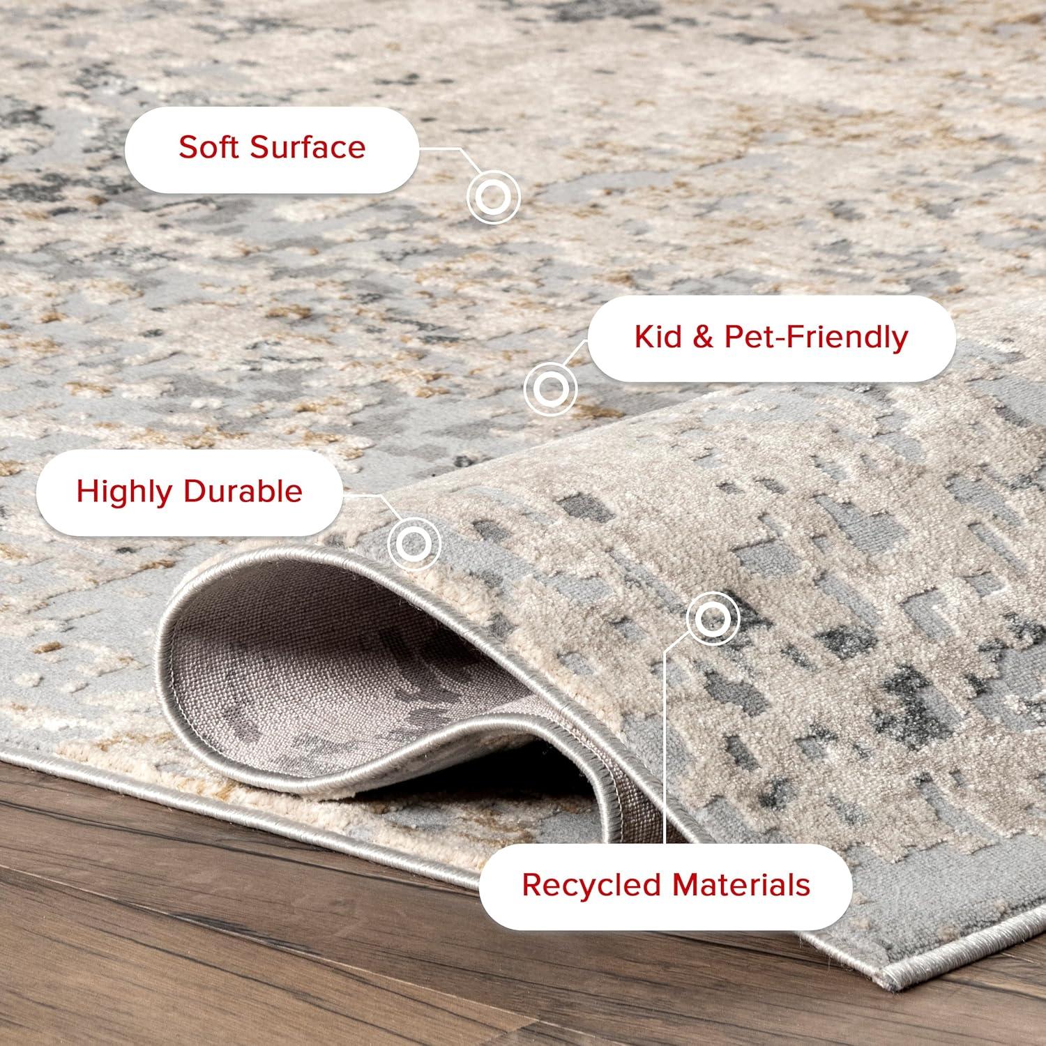 Nuloom Chastin Abstract 6 Square Indoor Area Rug for Living Room Bedroom Dining Room Kitchen, Beige/Grey