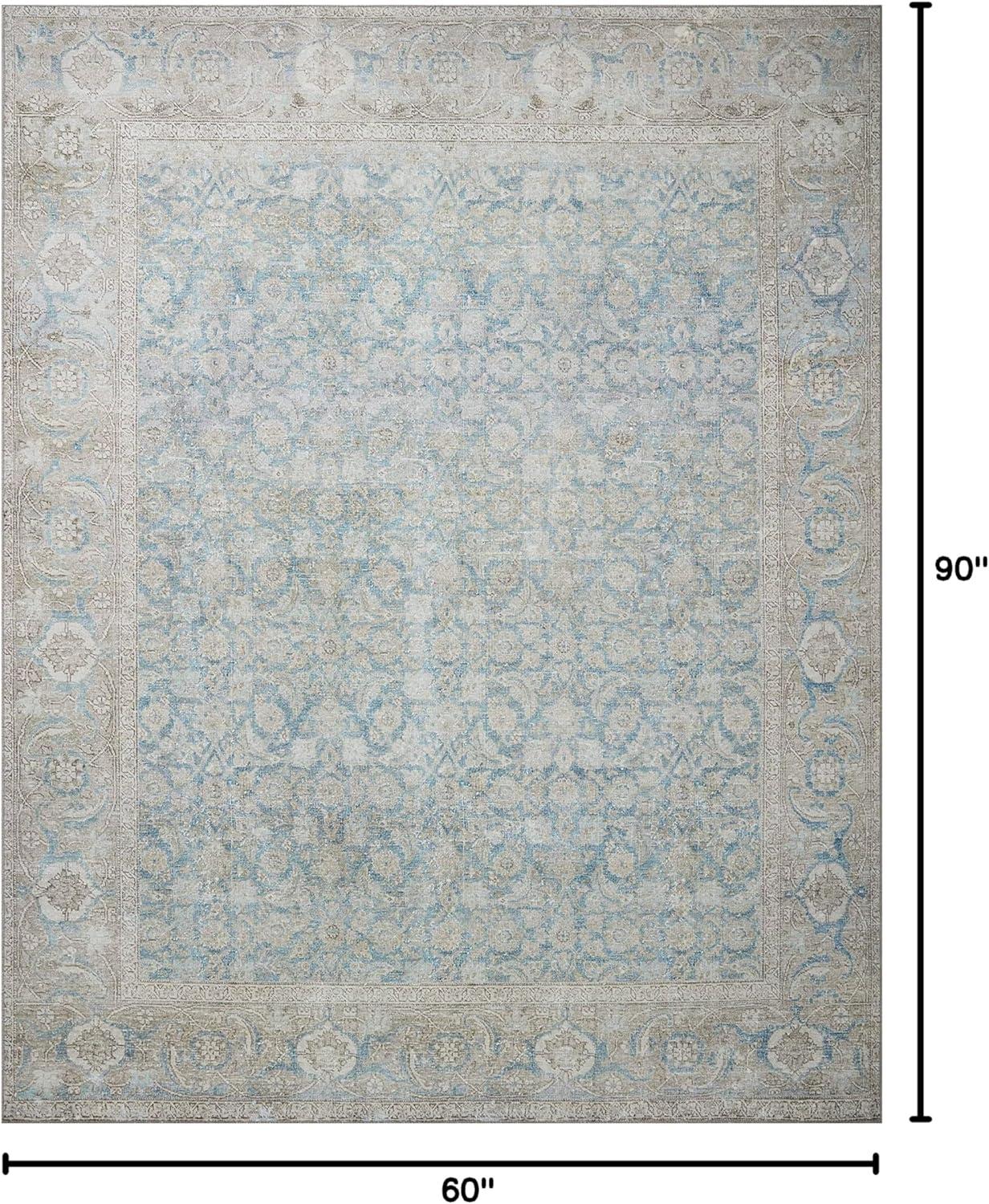 Loloi II Wynter WYN-10 Ocean / Silver Oriental Area Rug 5'-0" x 7'-6"