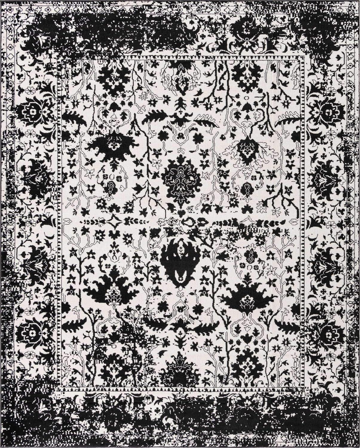 Unique Loom Portland Collection Bohemian Vintage Inspired Tone-on-Tone Design Area Rug (8' 0 x 10' 0 Rectangular, Blue/ Ivory)