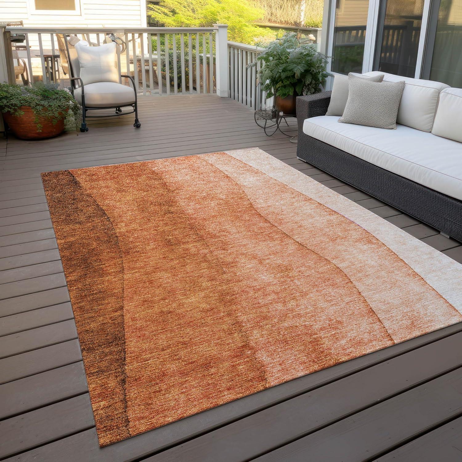 Paprika Ombre Rectangular 8' x 10' Synthetic Area Rug