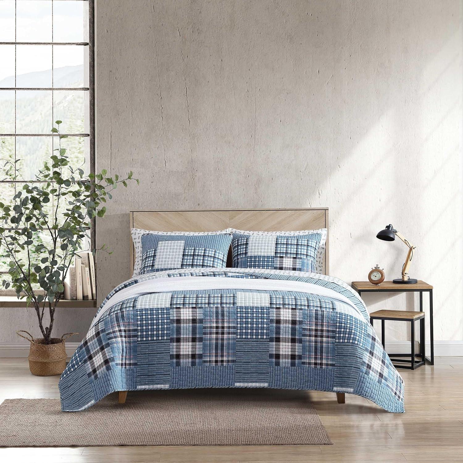 Eddie Bauer Hawthorne 100% Cotton Quilt Set Blue