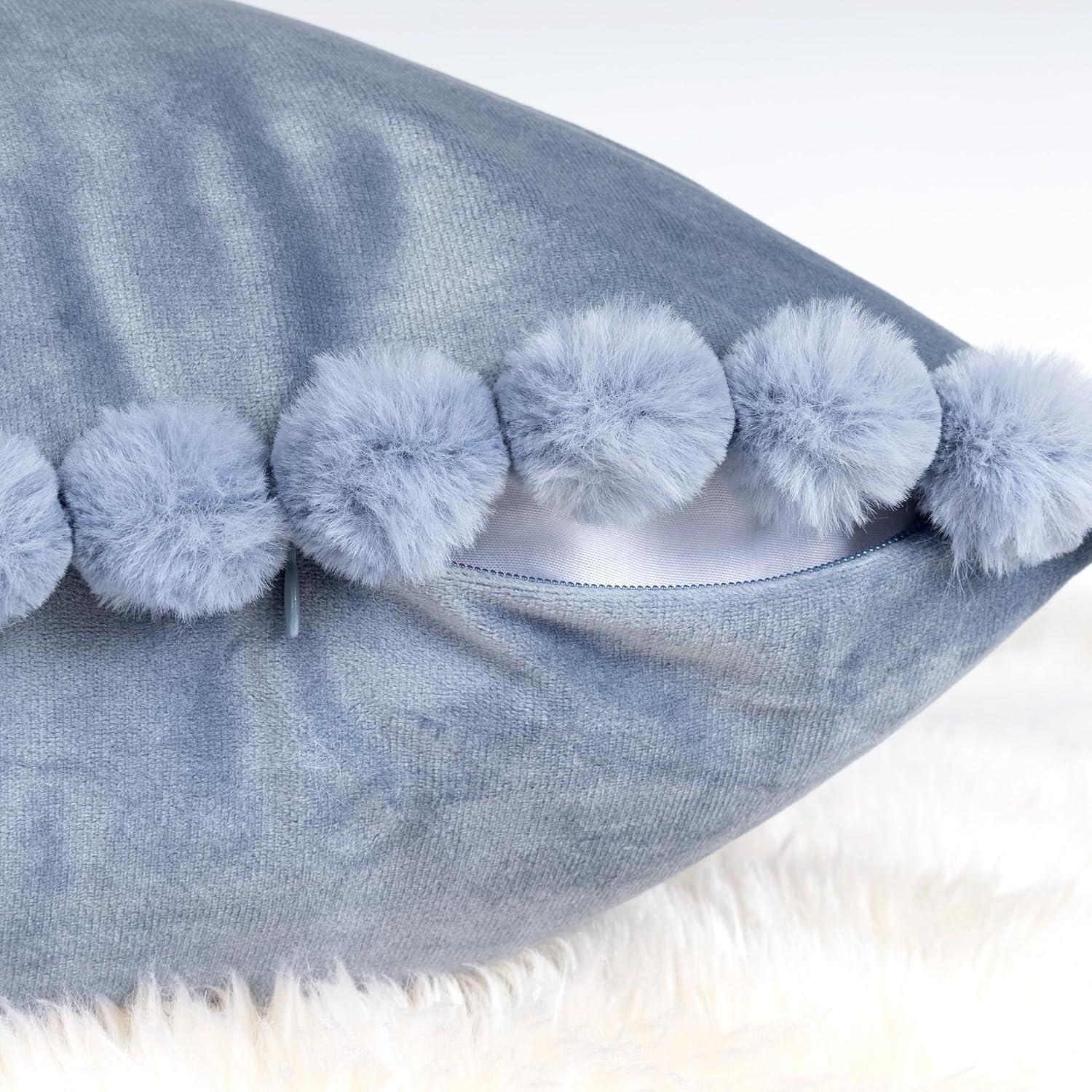 Deconovo Deconovo Pom-poms Velvet Reversible Pillow Cover (Set of 2)