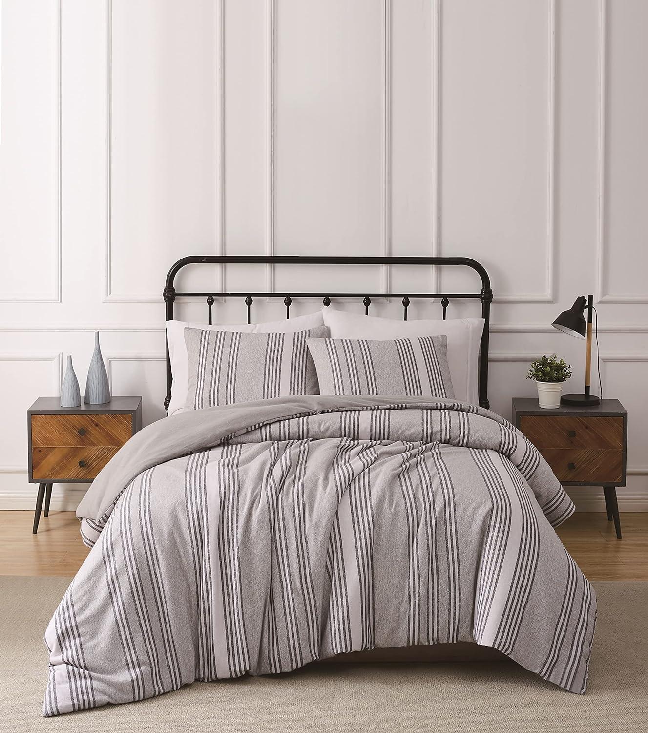 Kiel Stripe Flannel Duvet Cover Set - Truly Soft