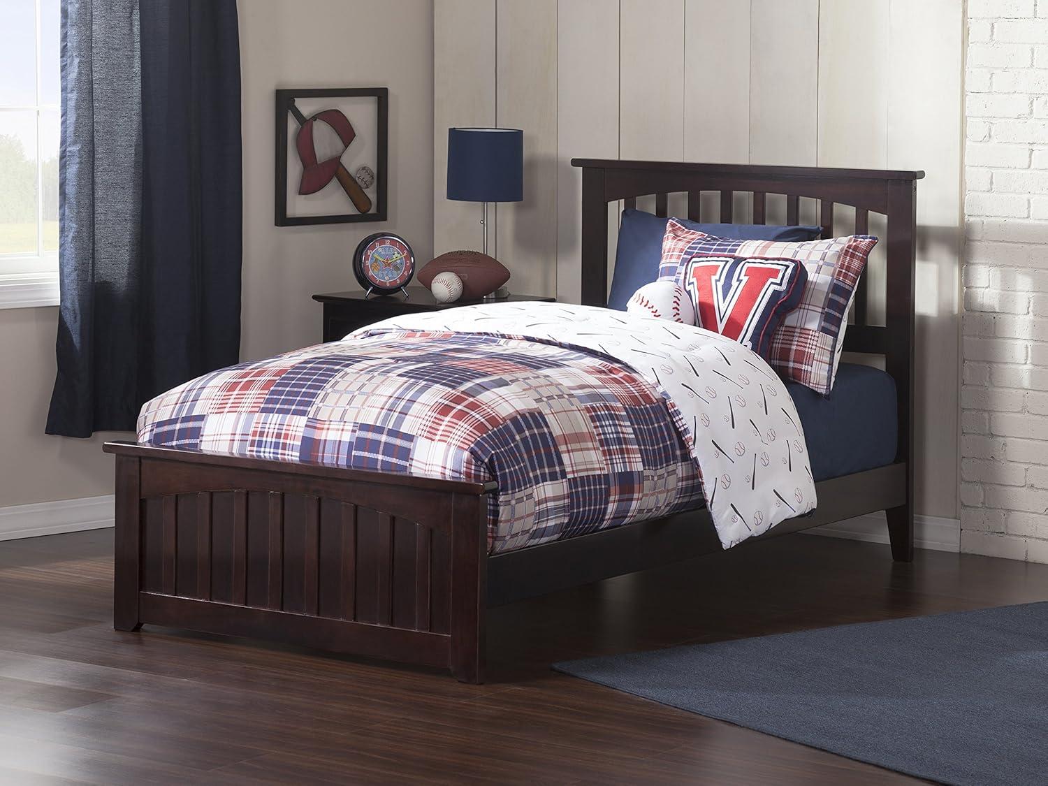 Espresso Twin Mission Wood Bed with Storage and Headboard