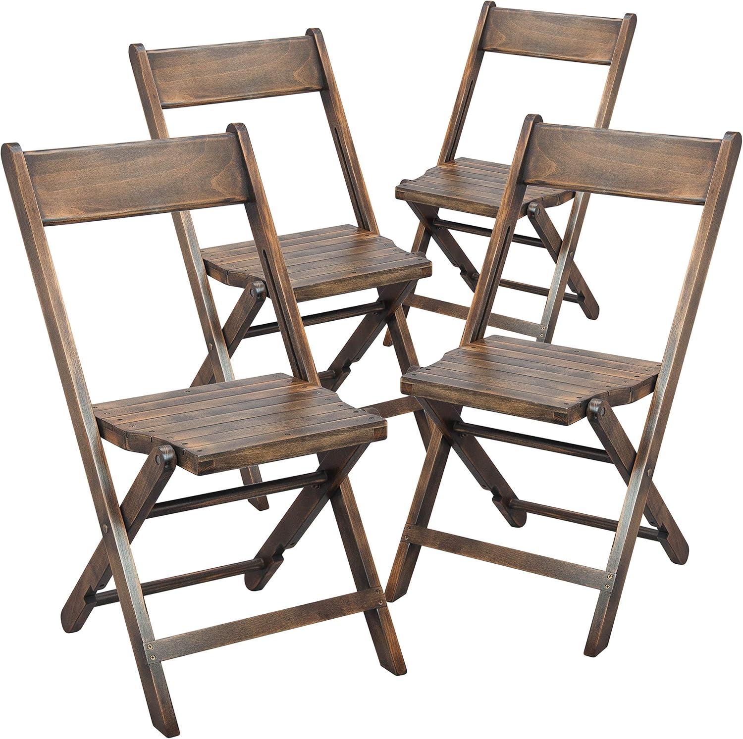 Flash Furniture Slatted Wood Folding Special Event Chair - Antique Black, Set of 4