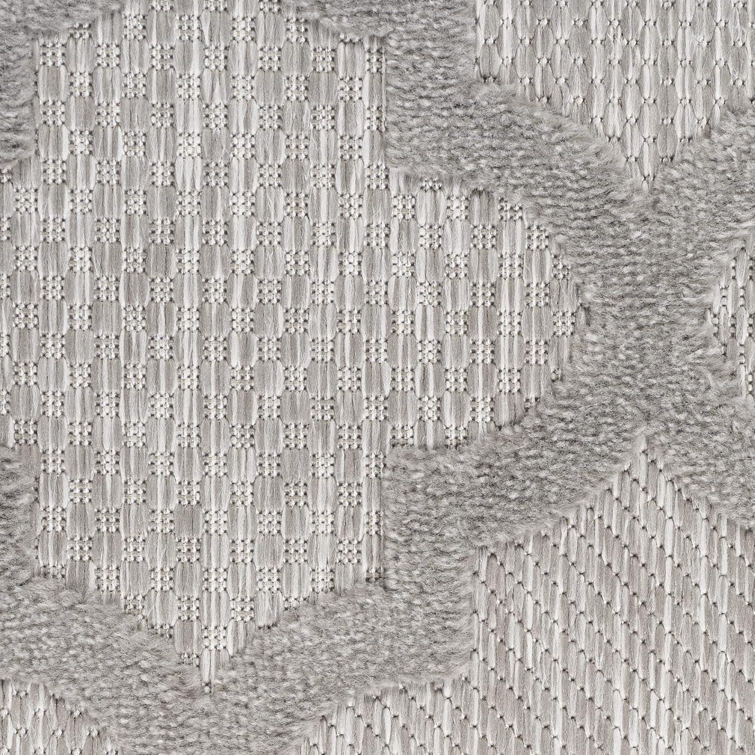 Silver Grey Trellis Square Indoor/Outdoor Easy Care Rug
