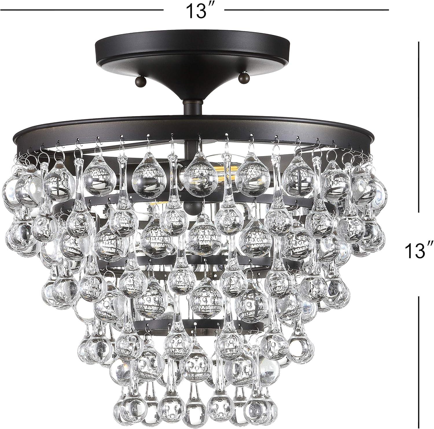 Toronto 13" Metal/Crystal LED Flush Mount, Oil Rubbed Bronze