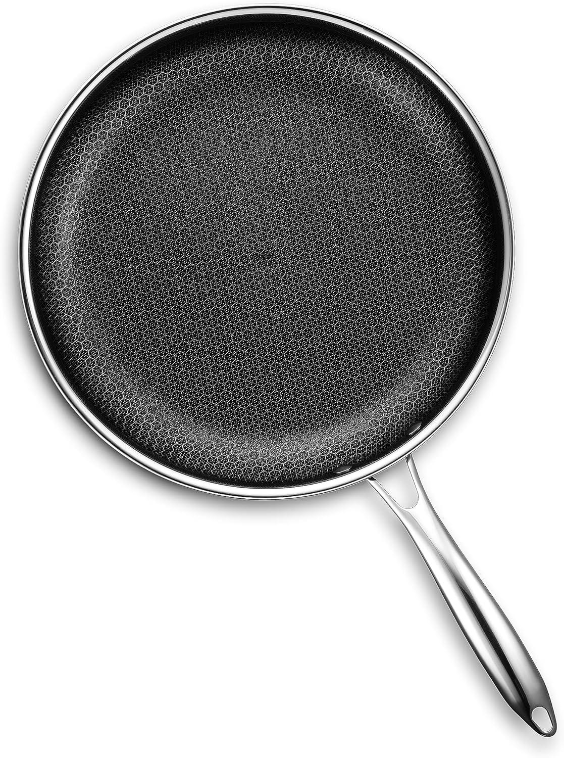 HexClad 12 inch Hybrid Stainless Steel Frying Pan, Nonstick