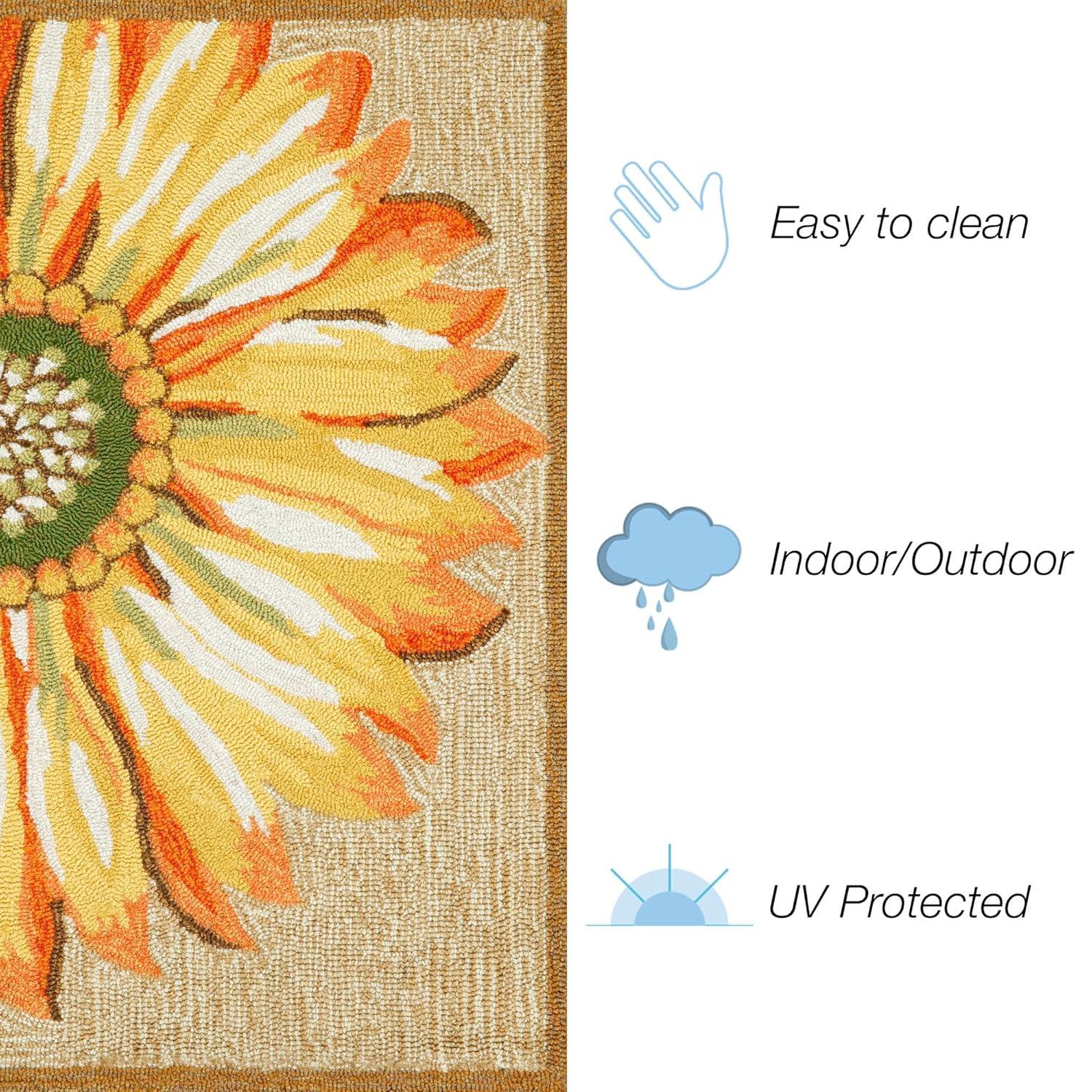 Liora Manne Frontporch Sunflower Indoor/Outdoor Rug Yellow 2' x 3'