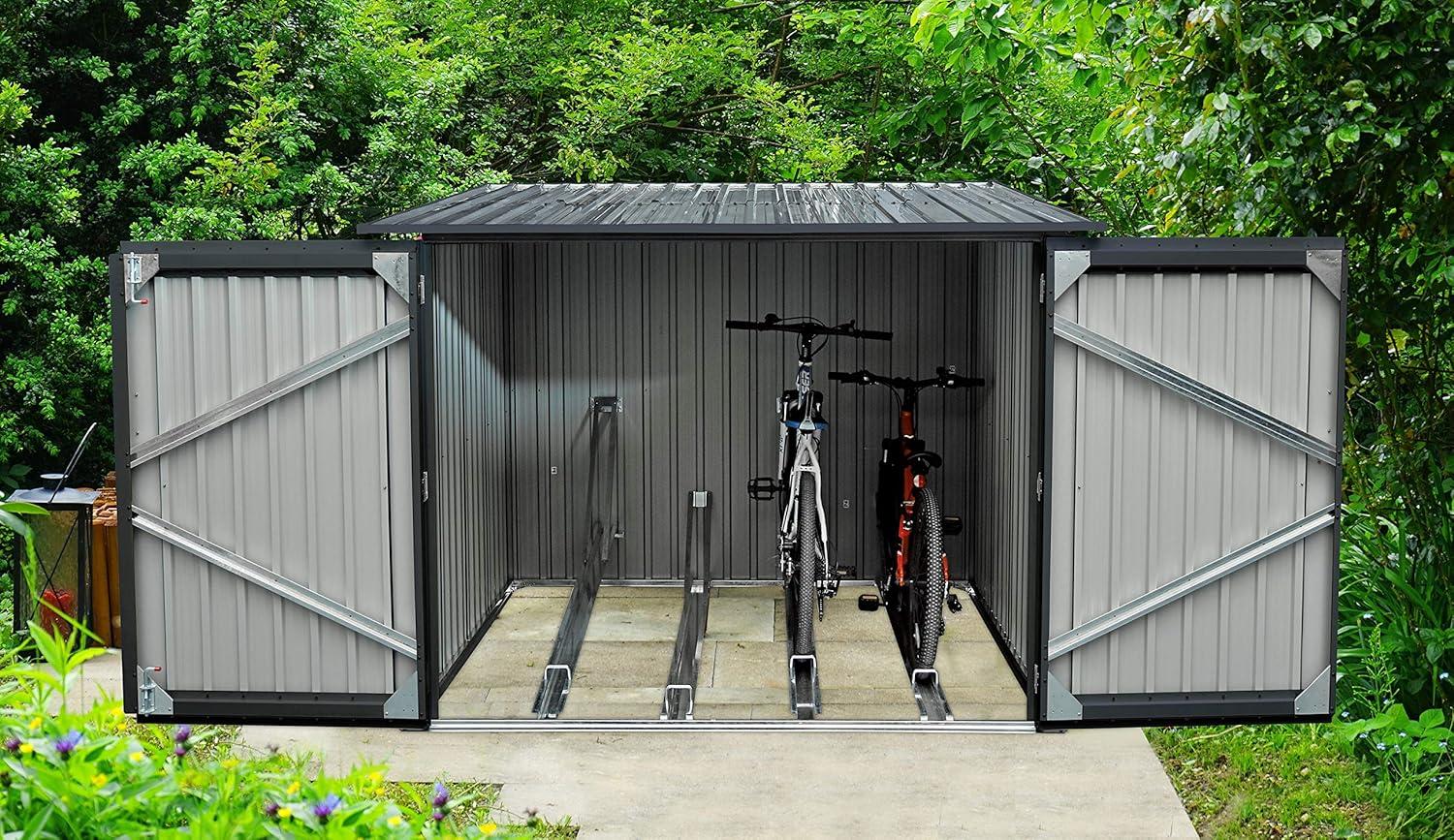 Hanover 6 ft. 9 in. W x 6 ft. 8 in. D Metal Horizontal Bike Shed