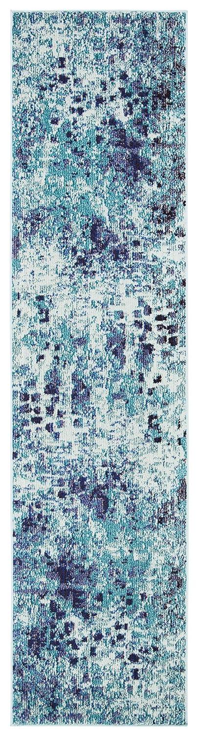 Madison MAD425 Power Loomed Indoor Runner Rug - Turquoise/Navy - 2'2"x16' - Safavieh