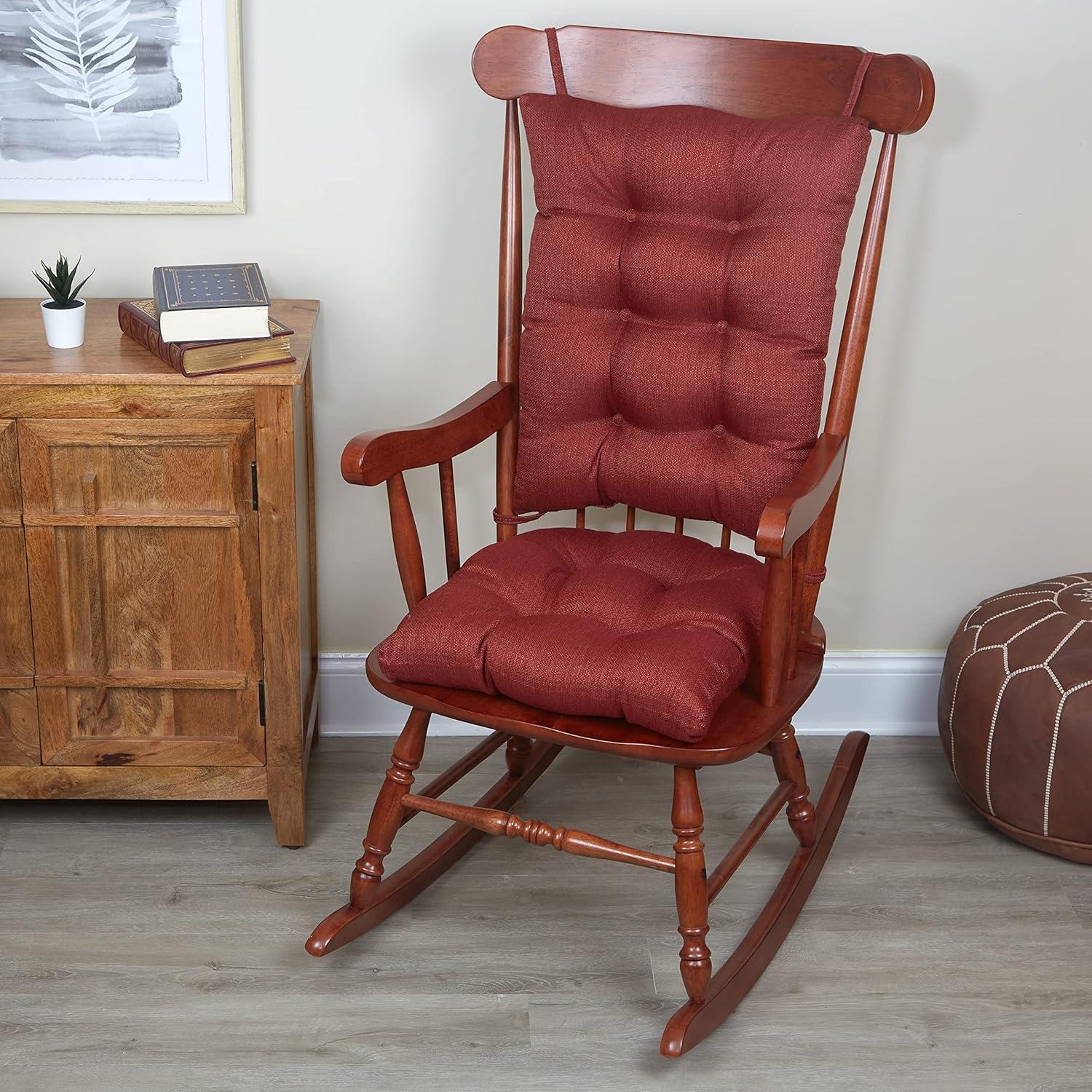 Klear Vu Gripper Non-Slip Omega 2-Piece Rocking Chair Cushion Set, Flame Red