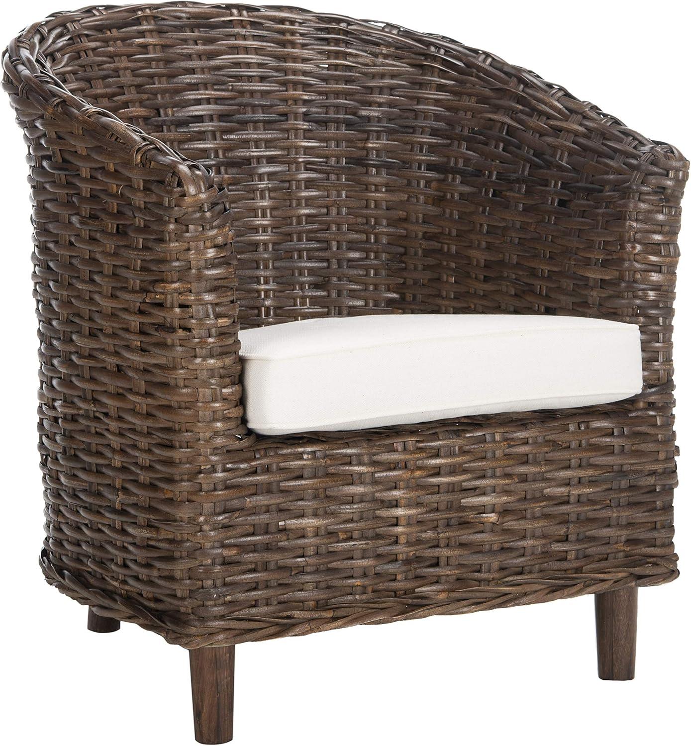 Omni Barrel Chair - FOX6501 - White/Brown - Safavieh