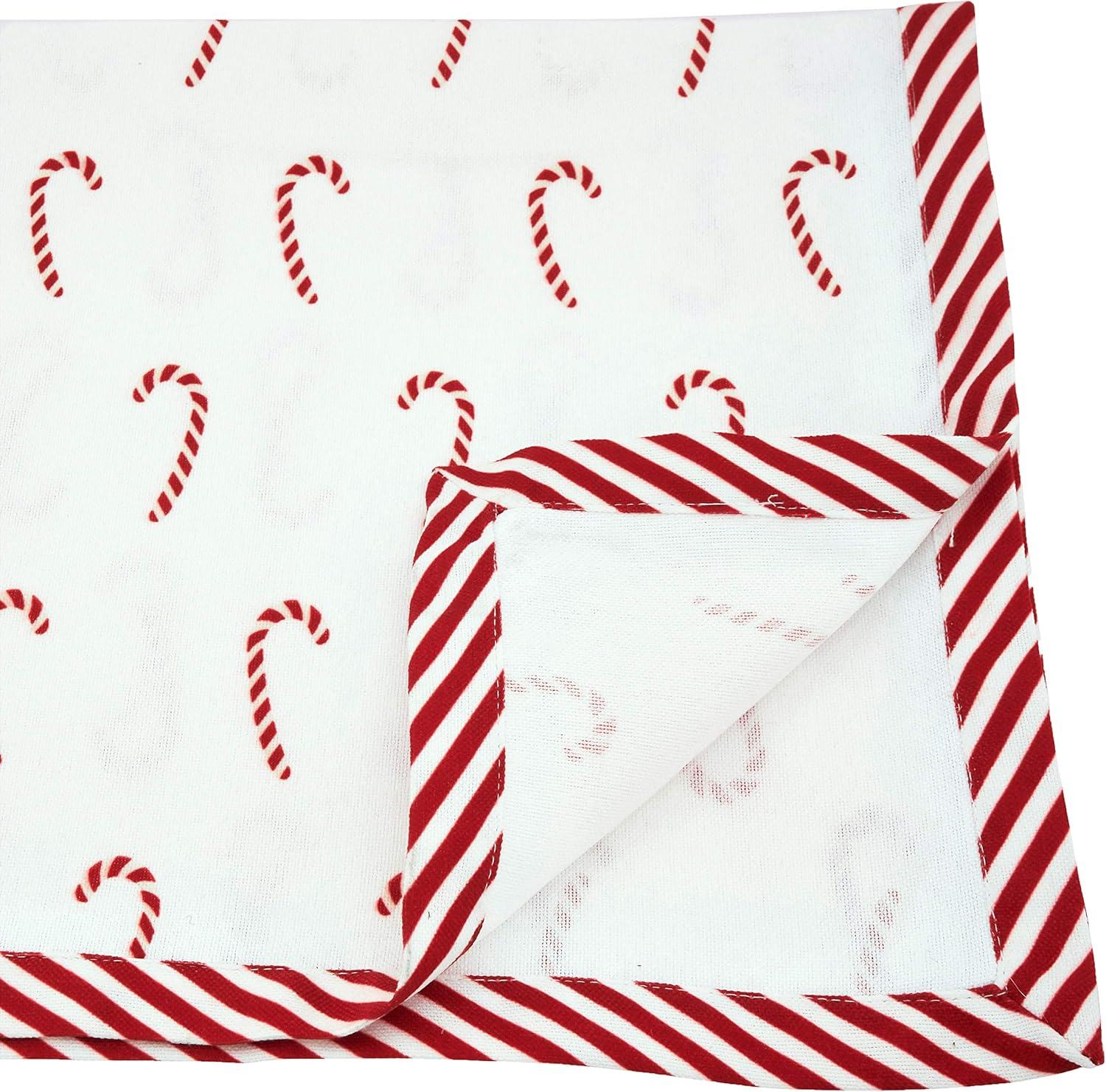 Saro Lifestyle Christmas Table Runner With Candy Cane Border