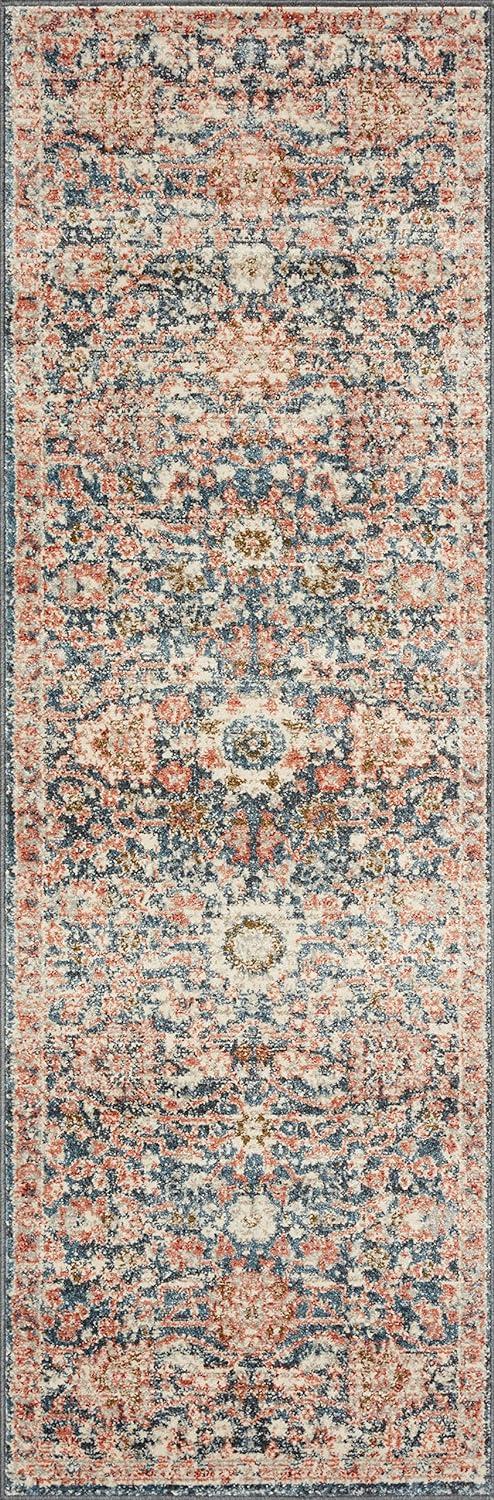 Elegant Navy and Rust 5'-3" x 7'-6" Viscose Area Rug