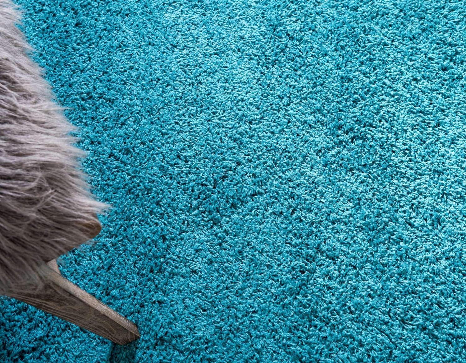 Unique Loom 2' 2 x 6' 7 Solid Shag Deep Aqua Blue Area Rug