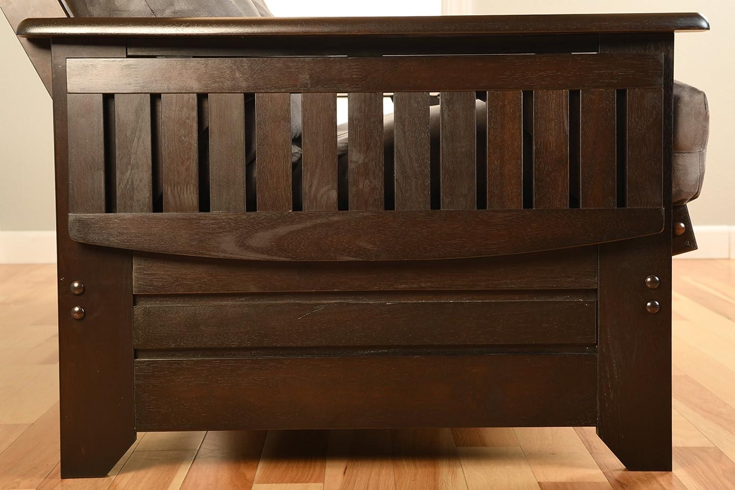 Albany Futon with storage in Rustic Walnut Finish, Multiple Colors