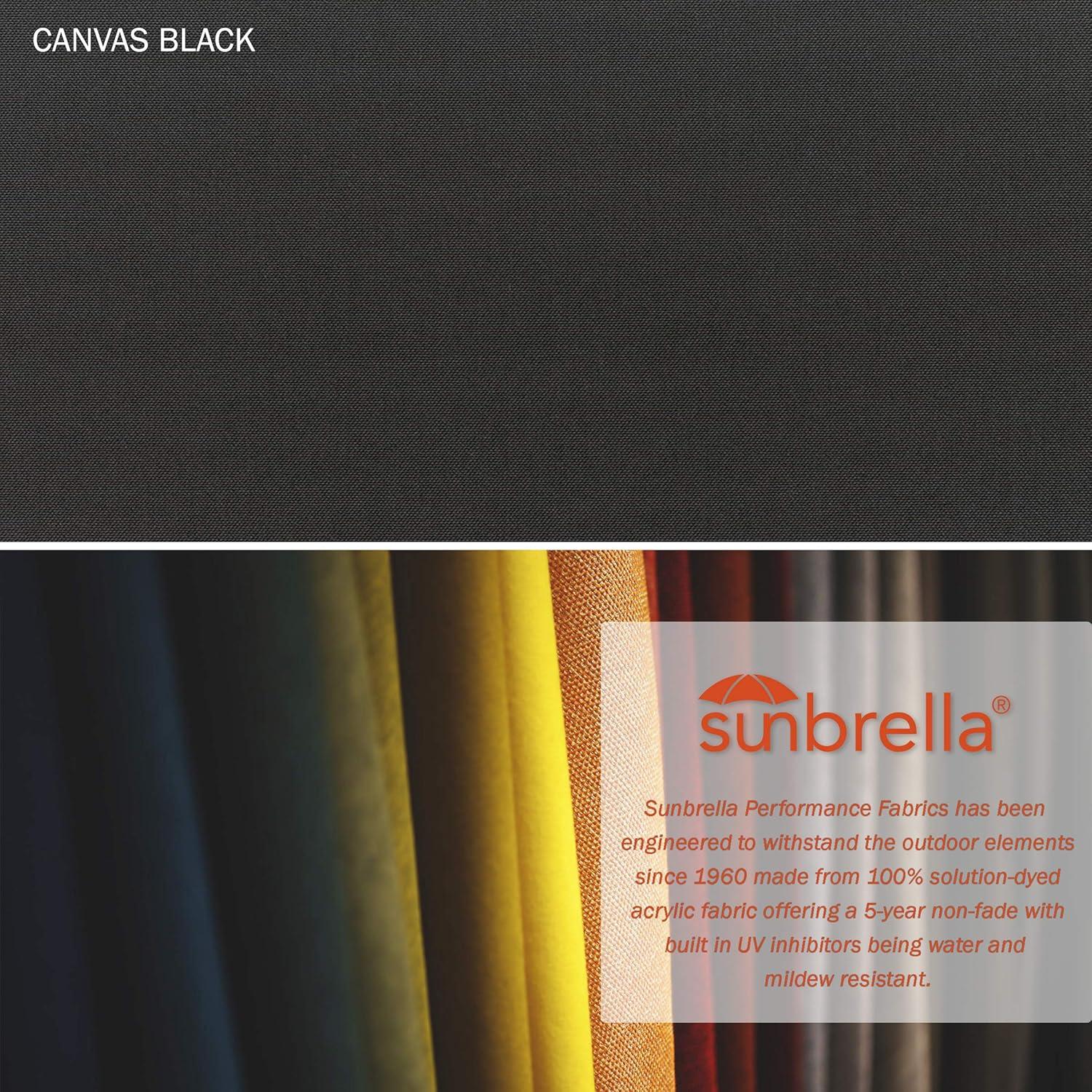 California Umbrella 7.5' Round Aluminum Market Umbrella, Crank Lift, Push Button Tilt, Bronze Pole, Canvas Black