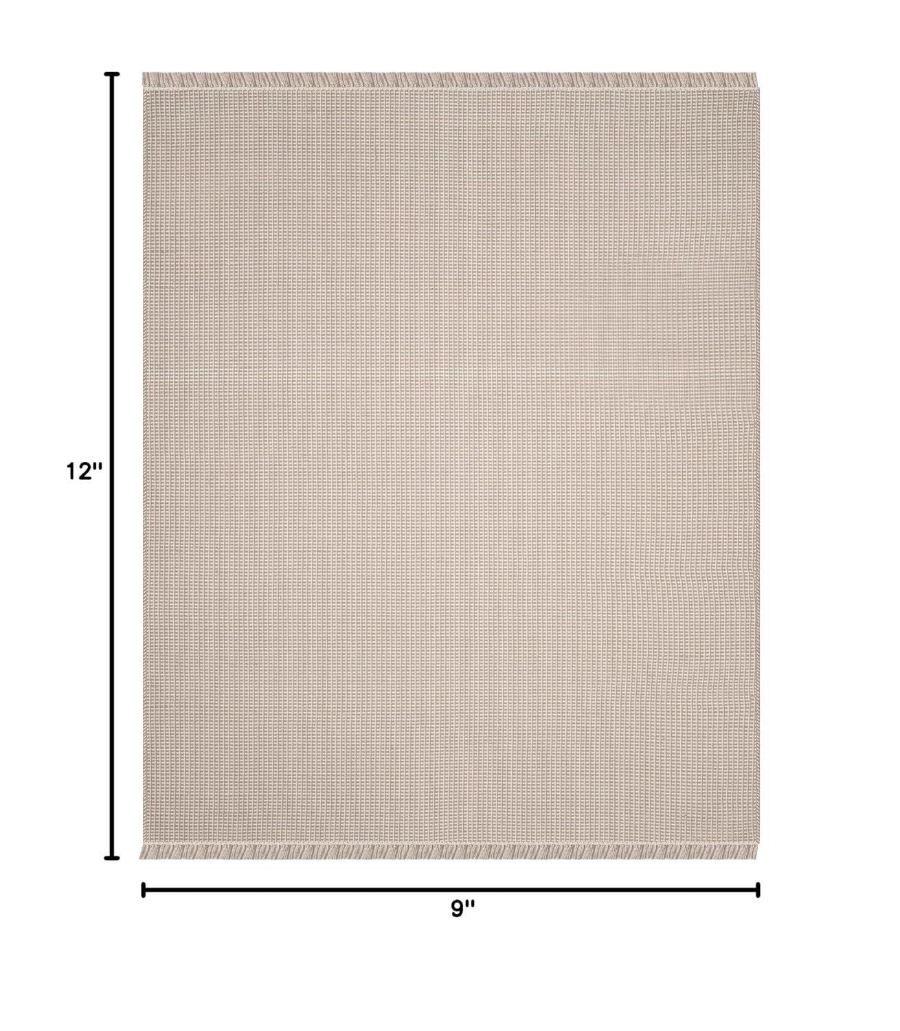 Ivory and Grey Flat Woven Cotton Area Rug, 9' x 12'