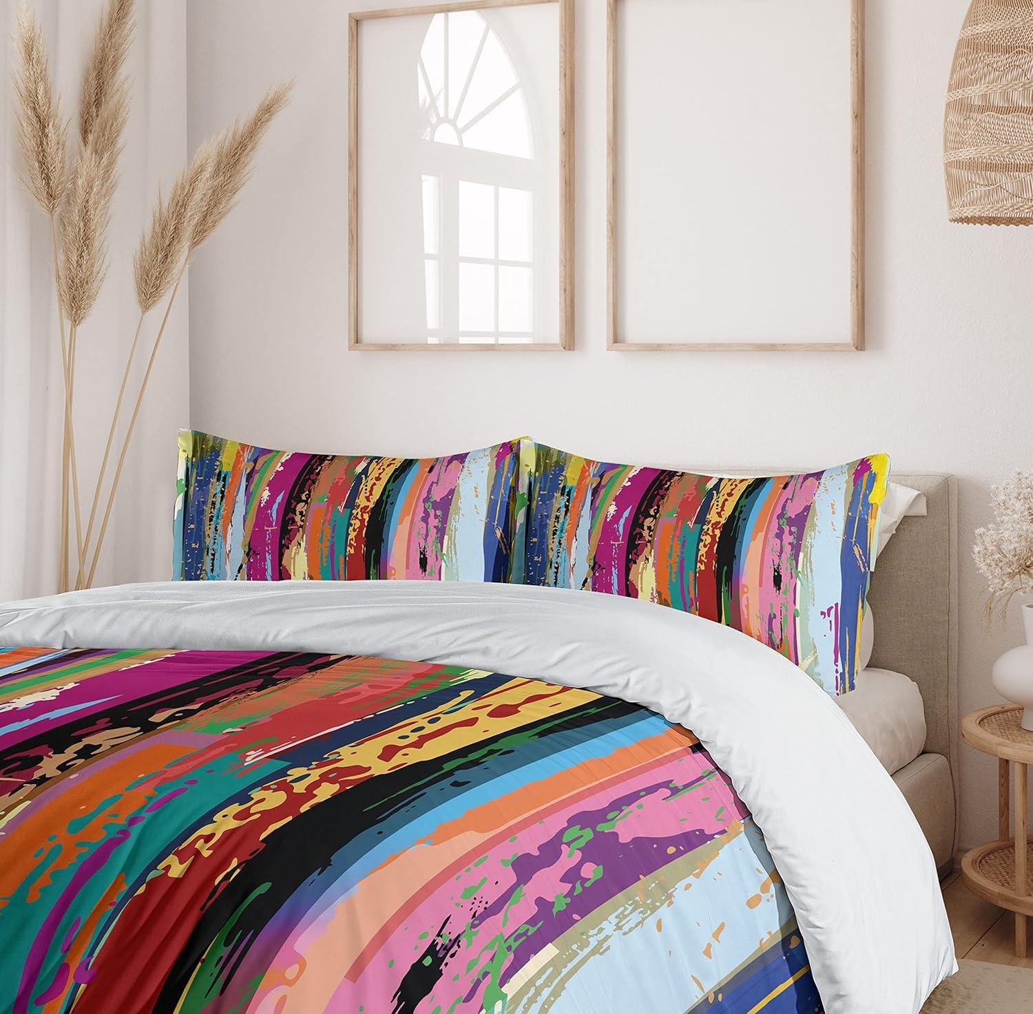 Vibrant Multicolor Abstract Queen Duvet Cover Set