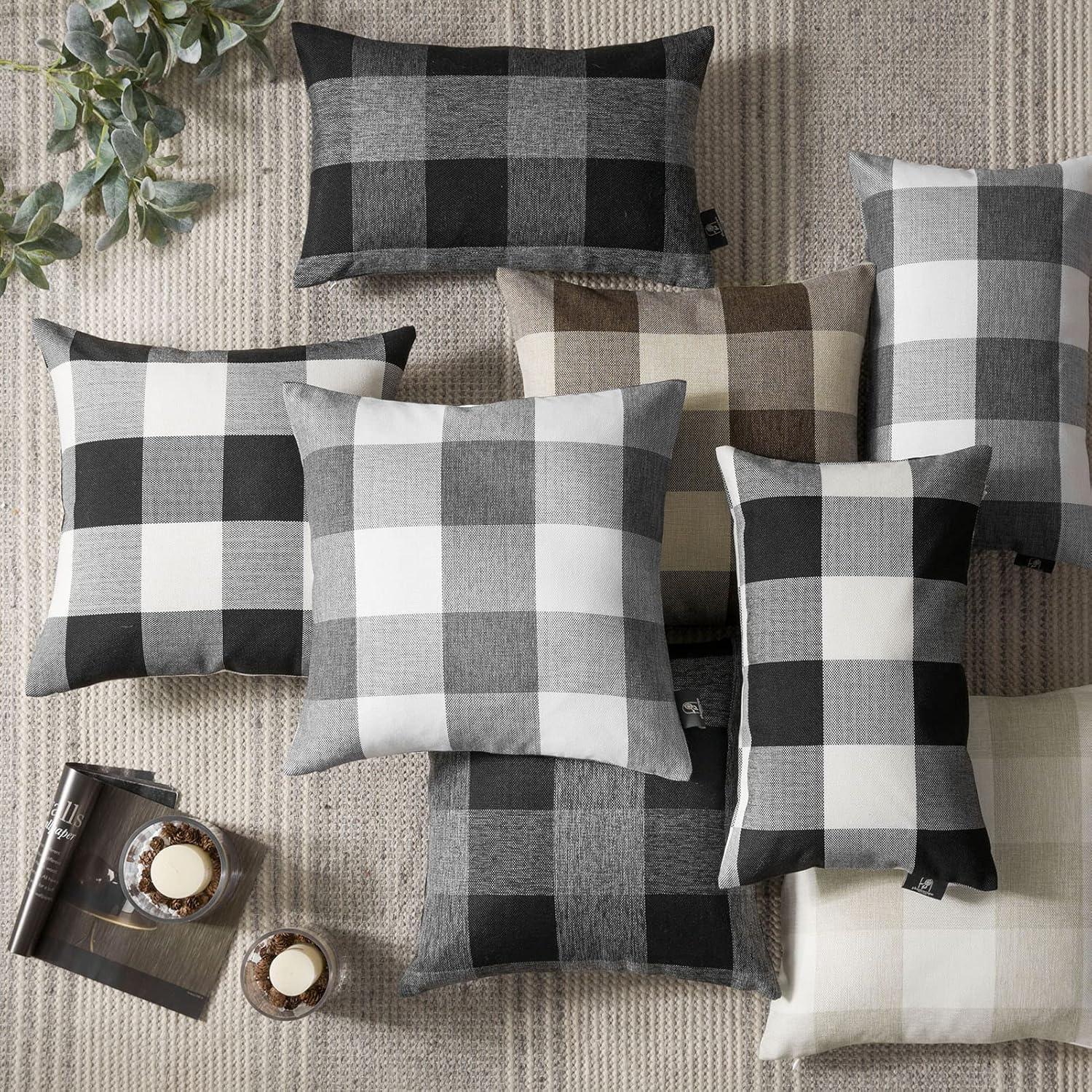 Buffalo Checker Plaids Series Cushion Square Decorative Throw Pillow Cusion for Couch, 18" x 18", Blue, 2 Pack
