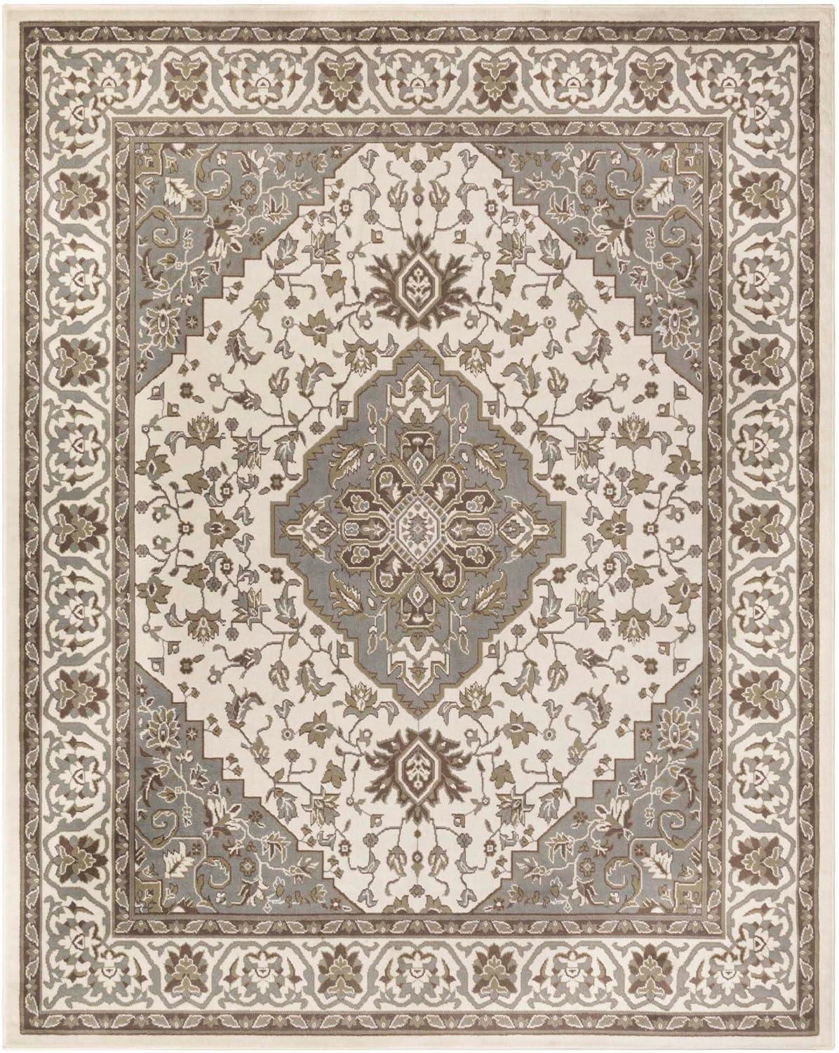 Glendale Green and Beige Rectangular Synthetic Area Rug 5' x 8'