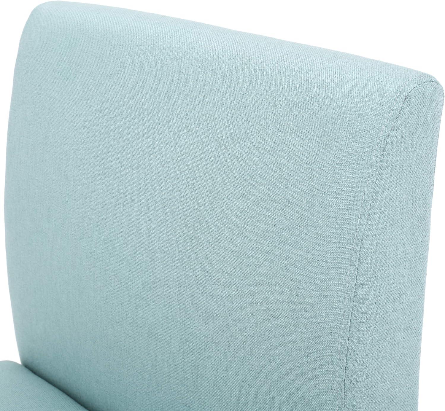 Light Blue Fabric Accent Chair with Rubberwood Legs