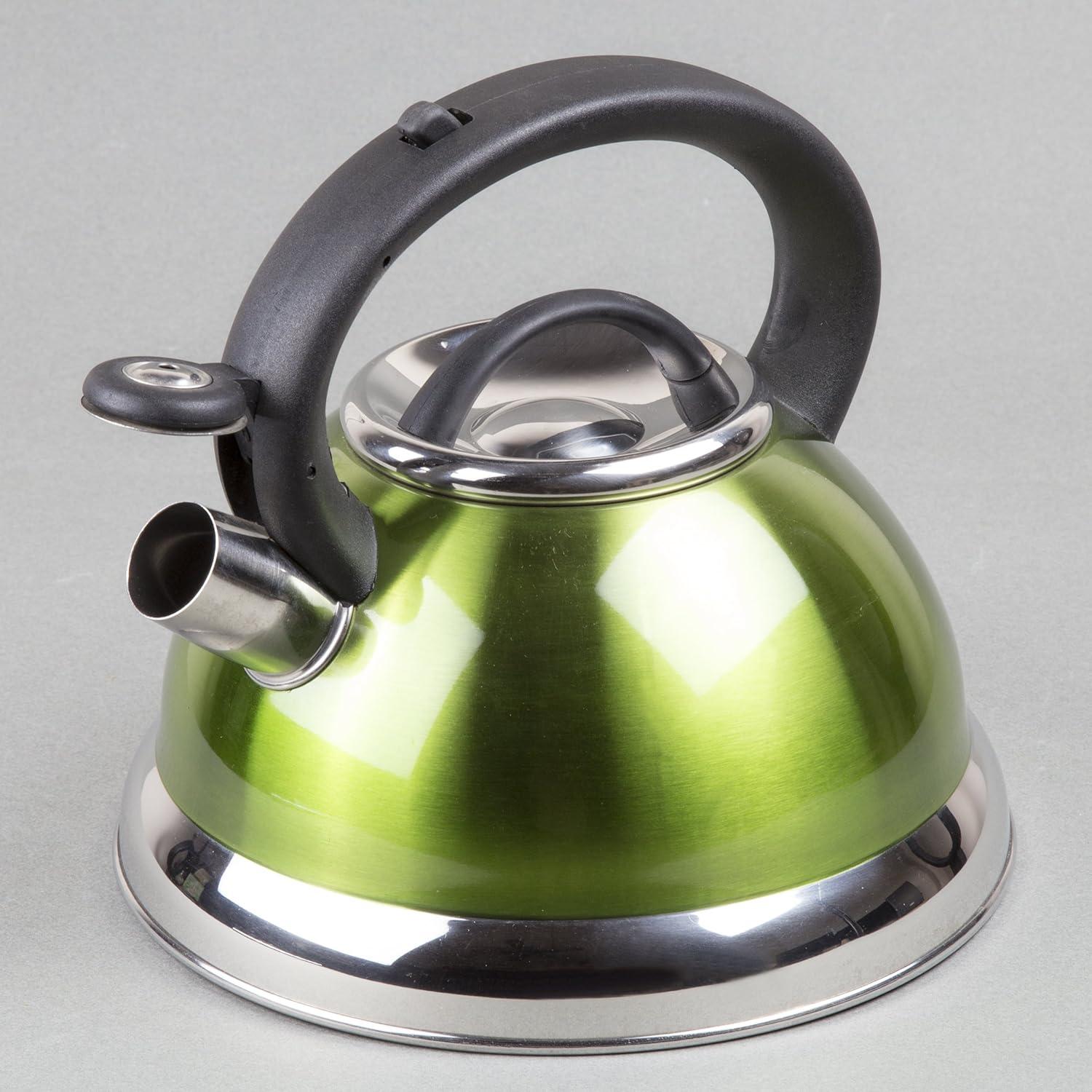 Chartreuse Stainless Steel Whistling Tea Kettle with Insulated Handle