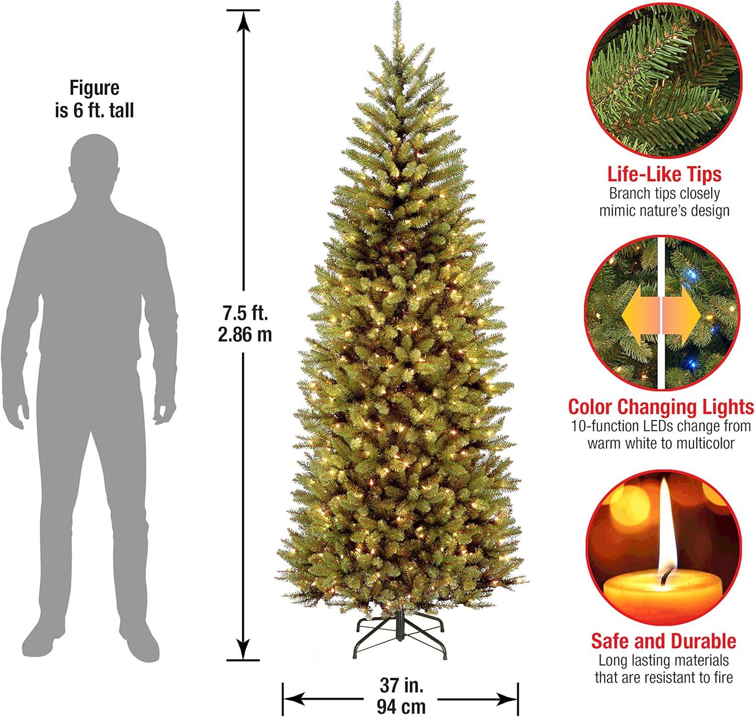 The Holiday Aisle® 7.5ft. Kingswood Fir Slim Tree with PowerConnect, Dual Color LED Lights