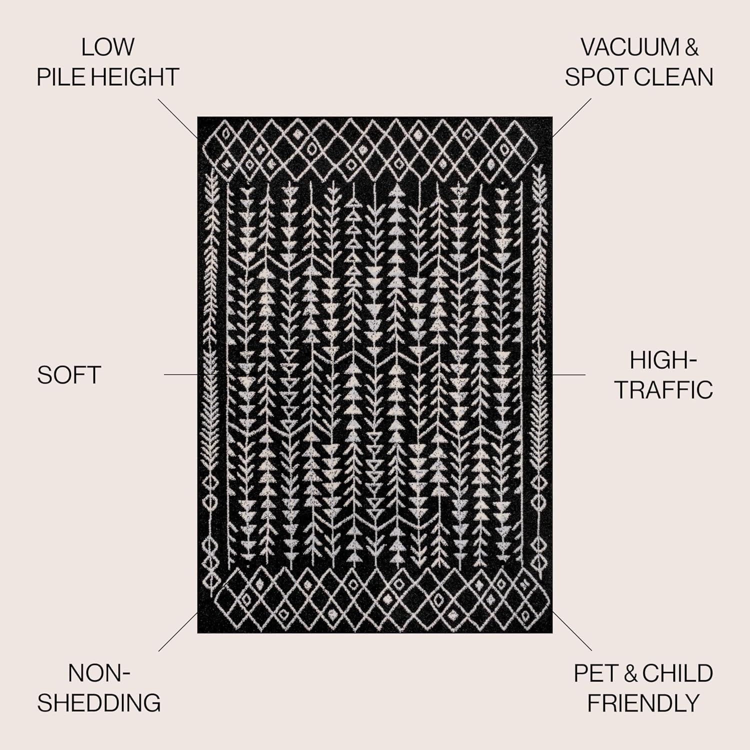 JONATHAN Y Ziri Moroccan Geometric Black/Cream 3 ft. x 5 ft. Area Rug