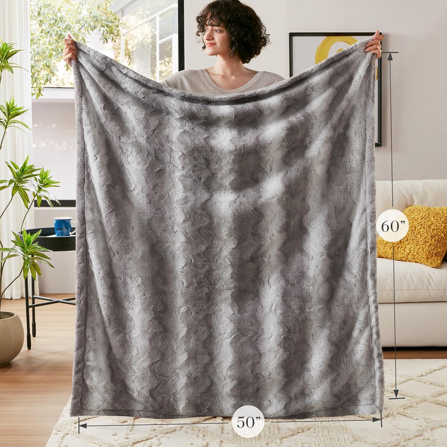 60"x70" Oversized Marselle Faux Fur Throw Blanket - Madison Park