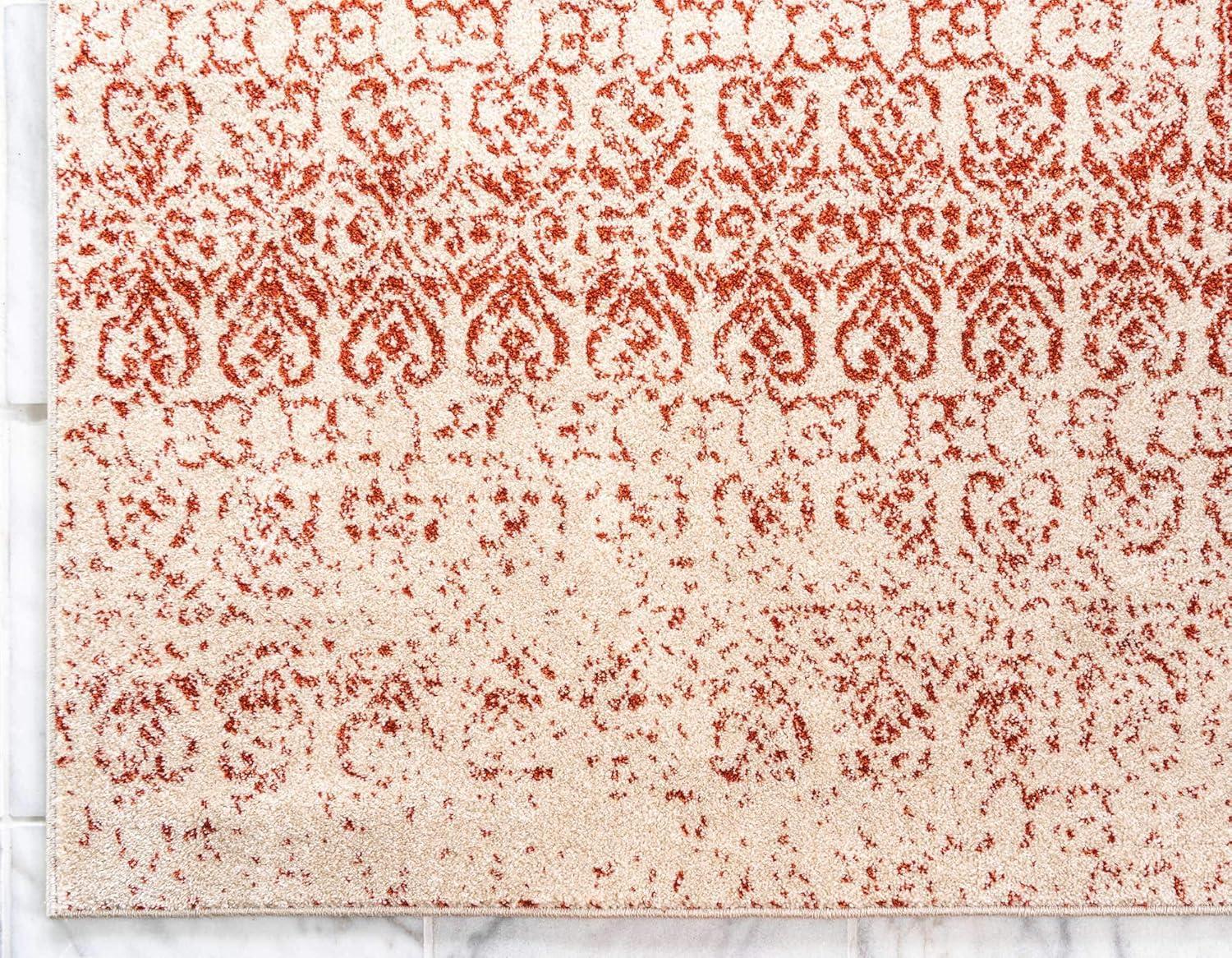 Unique Loom Del Mar Collection Area Rug - Jennifer (10' x 13' 1" Rectangle Red/Beige)