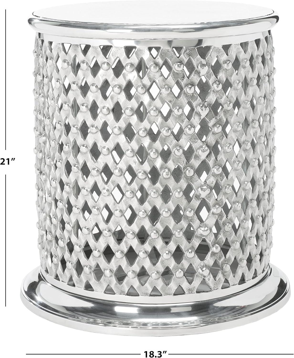 Metal Lace Table Stool Accent Table - Silver - Safavieh.