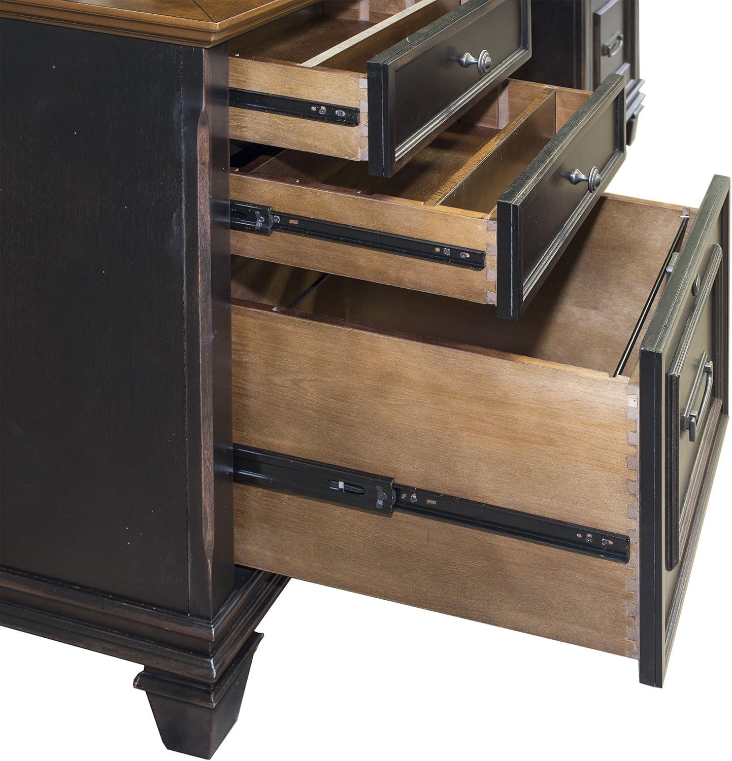 Hartford Black Wood Home Office Desk with USB Ports