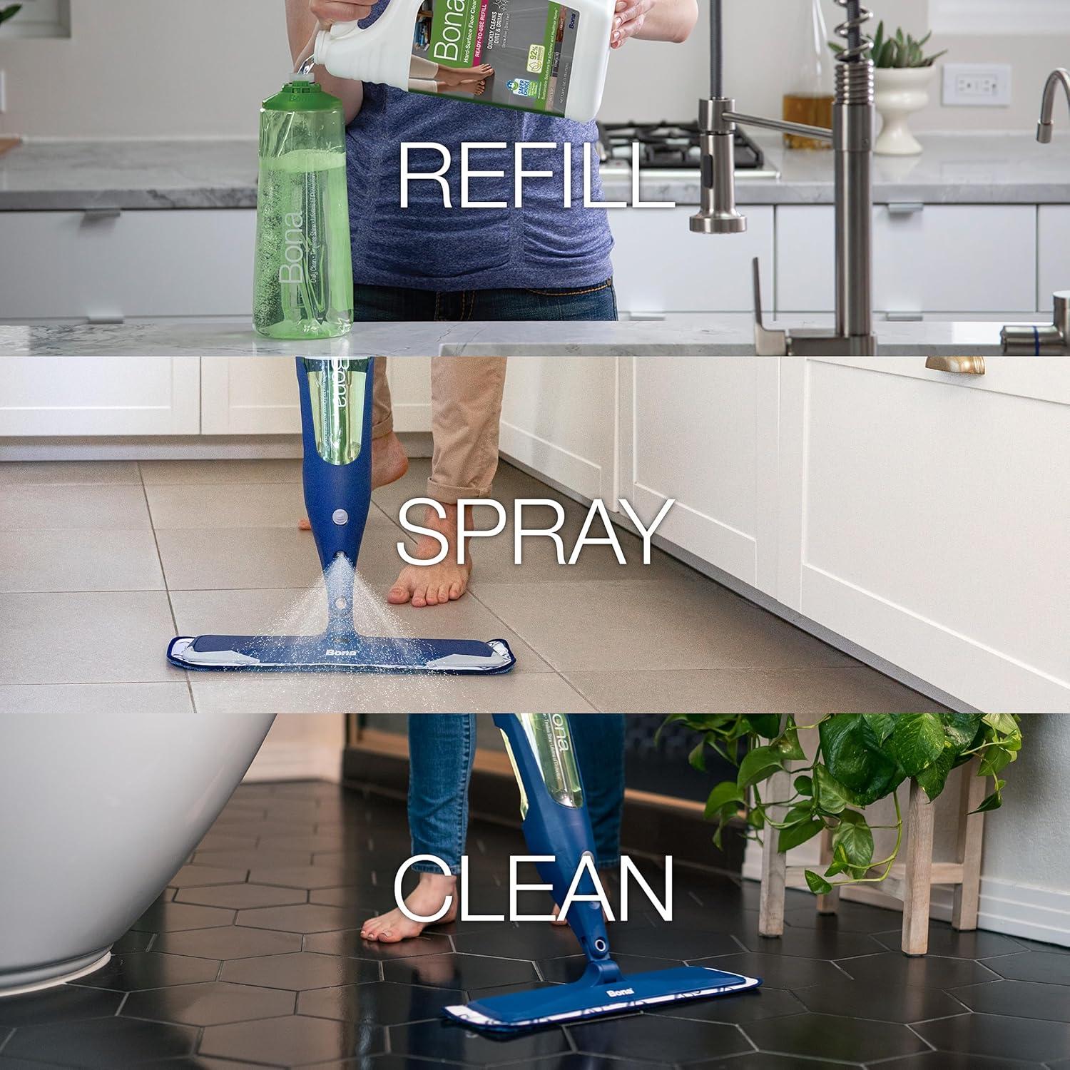 Bona Cleaning Products Multi-Surface Cleaner Spray + Mop All Purpose Floor Cleaner - Unscented - 128 fl oz