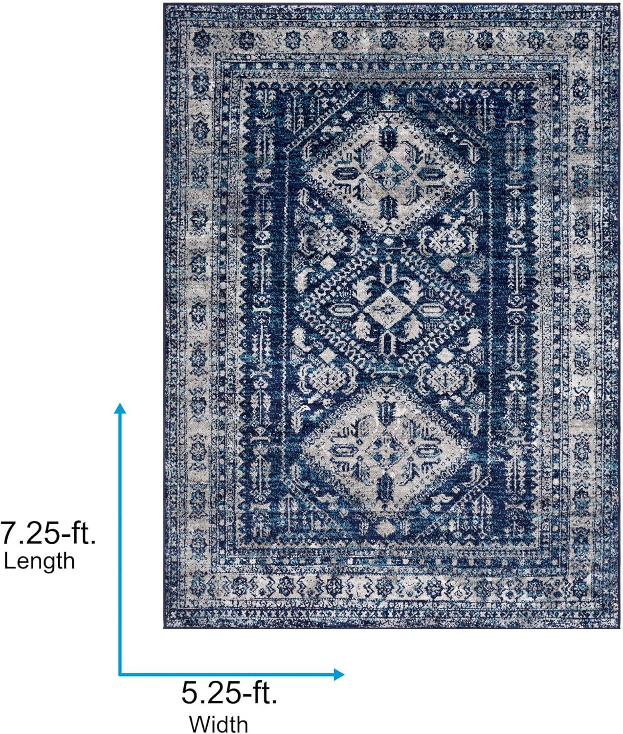 Livabliss Monte Carlo Vintage Oriental Area Rug,5'3" x 7'3",Navy