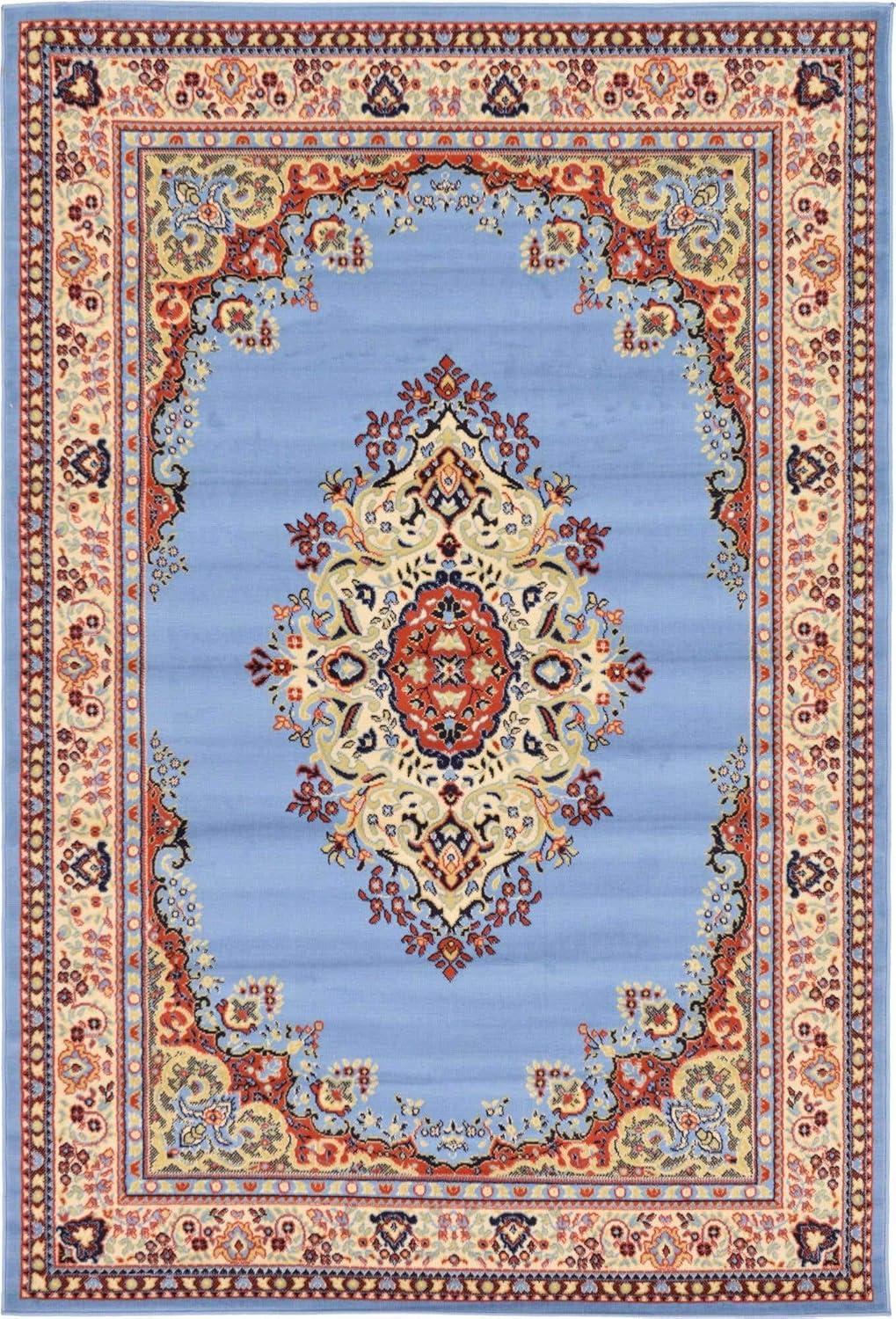 Rugs.com Amaya Collection Rug – 6' x 9' Light Blue Medium Rug Perfect For Bedrooms, Dining Rooms, Living Rooms