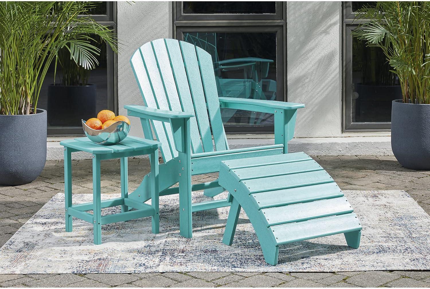 Signature Design by Ashley Sundown Treasure Outdoor Patio Ottoman, Turquoise