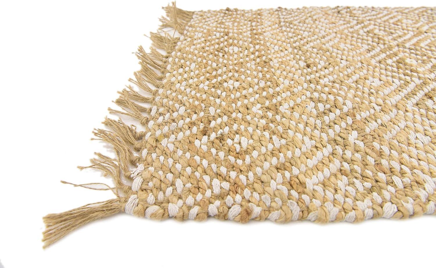 Natural Brown Rectangular Braided Jute Area Rug