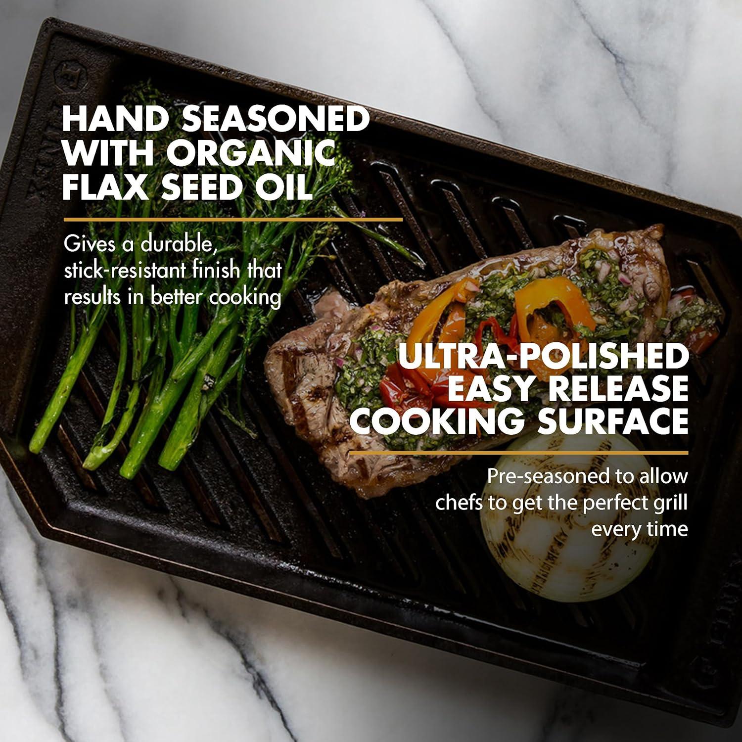 FINEX 15 Inch Cast Iron Lean Grill Pan