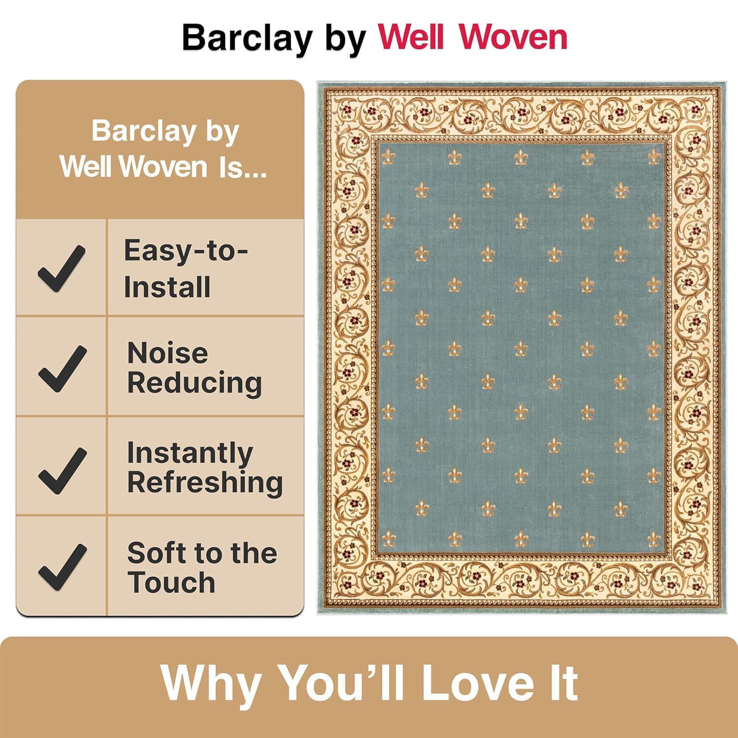 Well Woven Barclay Collection Fleur de Lis Red 7'10" x 9'10" Area Rug - for Living Room, Bedroom, and Dining Room