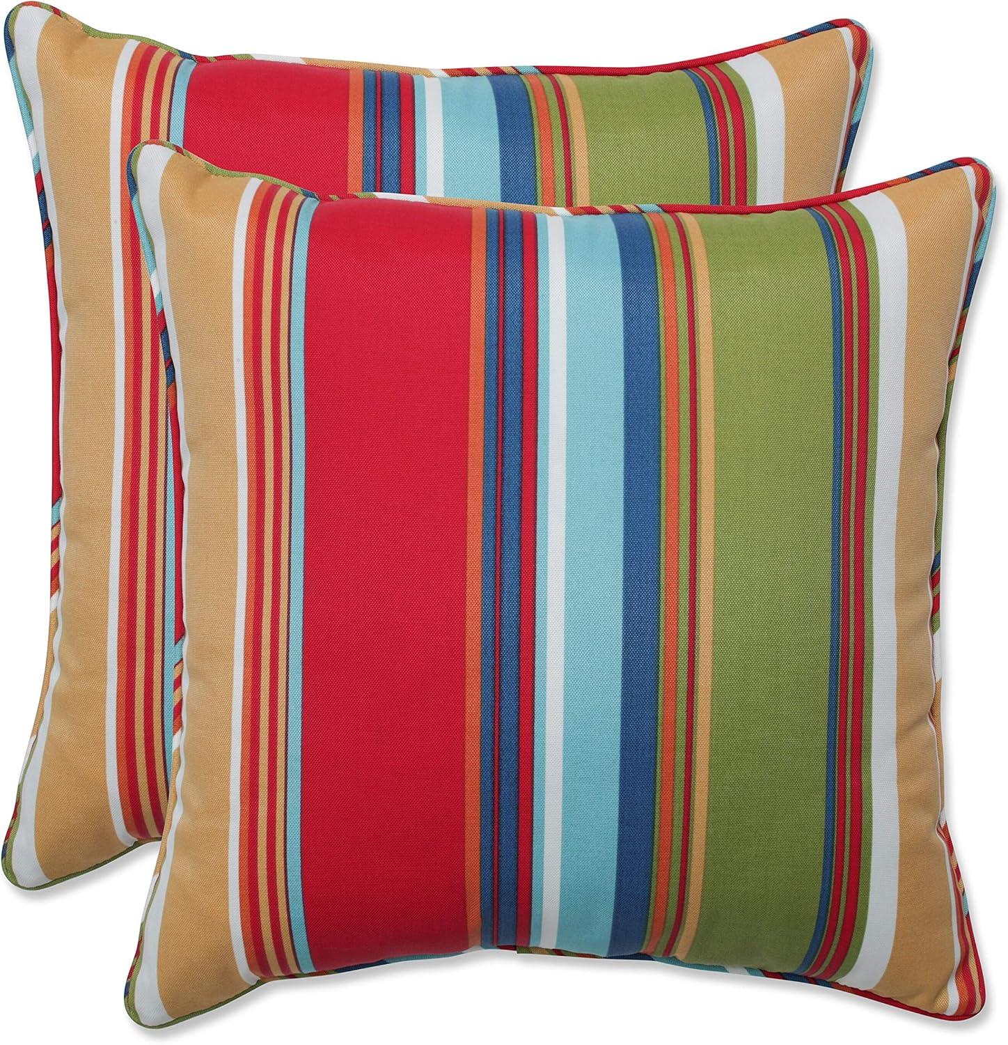 Westport Multicolor Striped Polyester Square Throw Pillows, Set of 2